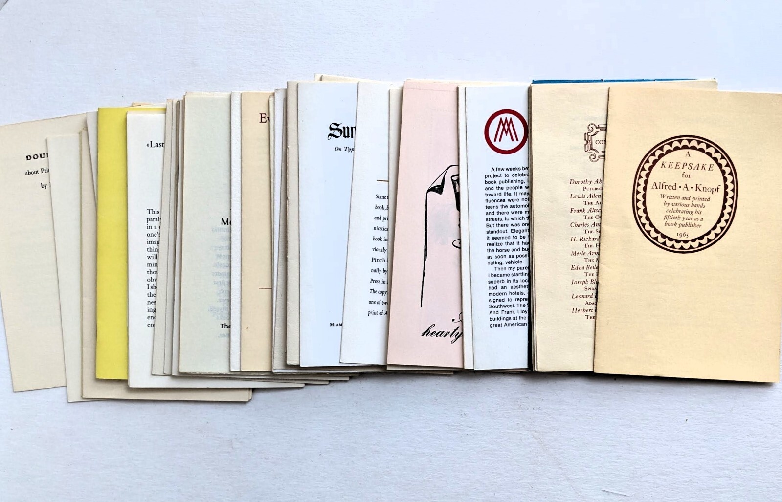 KEEPSAKE FOR ALFRED A. KNOPF w/ 50 SMALL-PRESS FINE-PRINTINGS + 2 SIGNED LETTERS