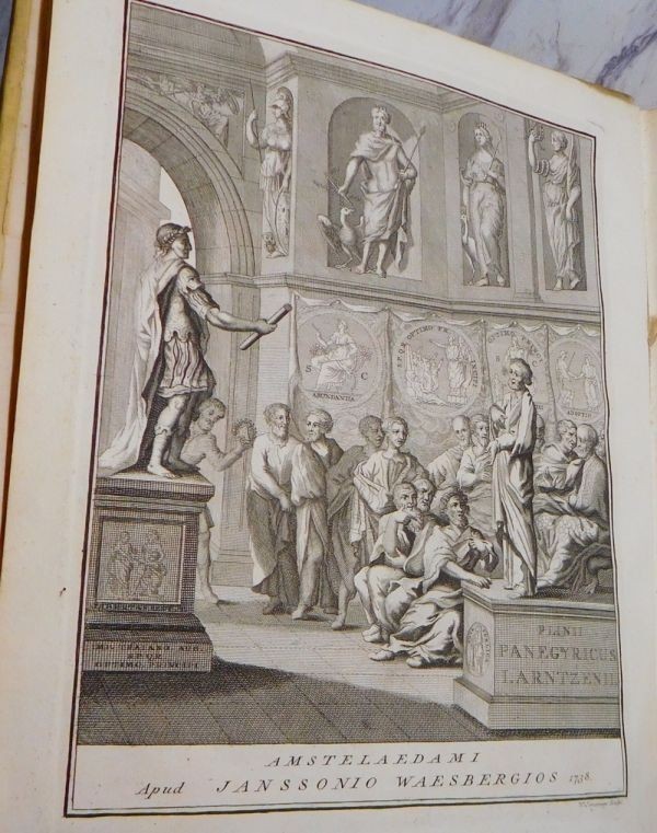 Pliny Secundus “Panegyricus” 1738 Amsterdam Fine Vellum Jesuit Binding Engraving
