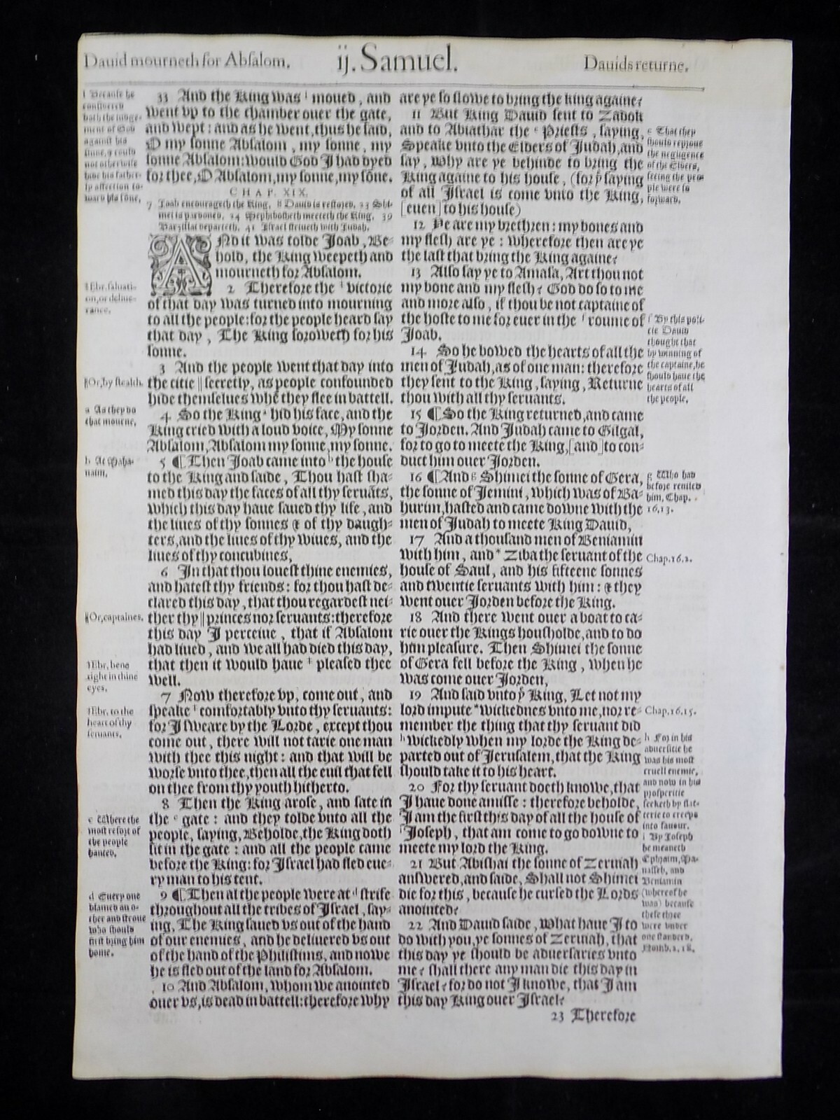 1583 Noblest Geneva Bible Folio- Book of Second Samuel- YOU PICK