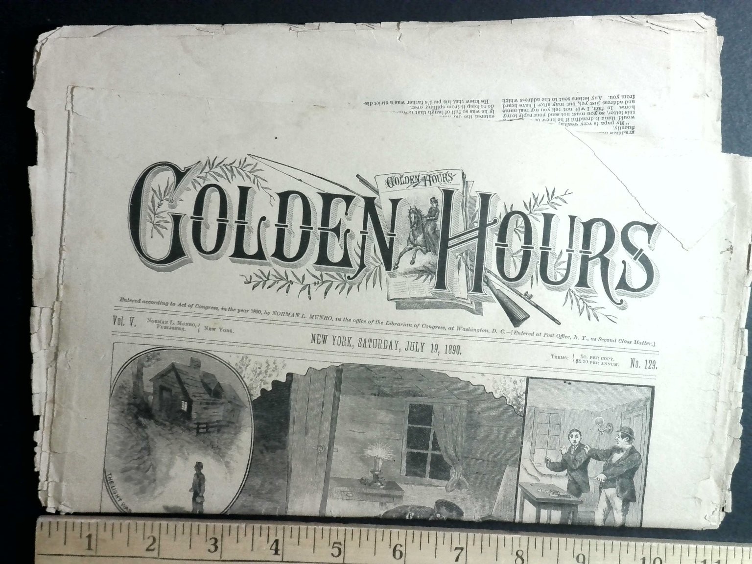 Golden Hours Vol. V No. 129 July 19 1890 Norman L. Munro Rare Adventure