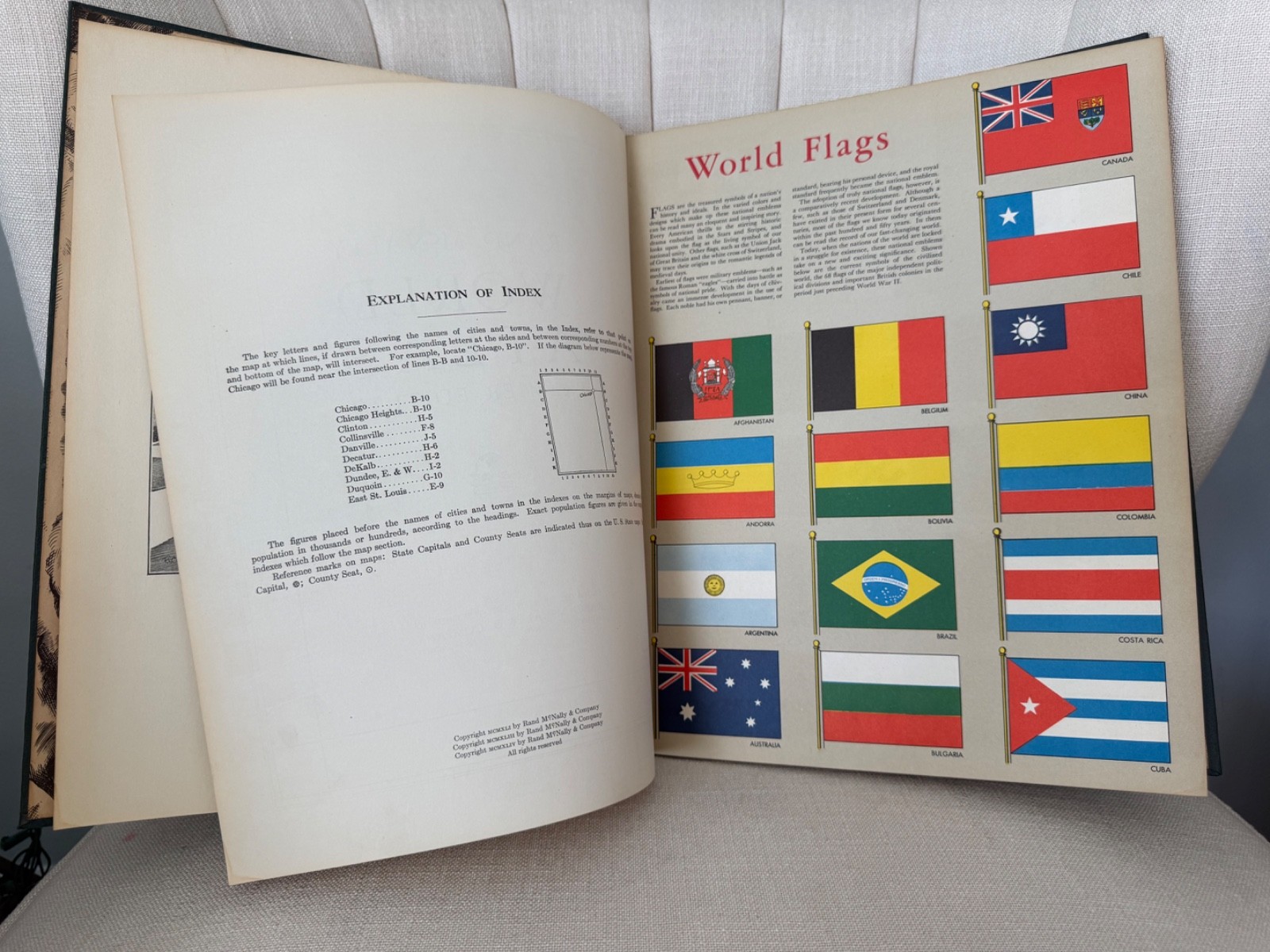 AS IS** Rand McNally WORLD ATLAS Premier Edition LARGE book maps charts vintage