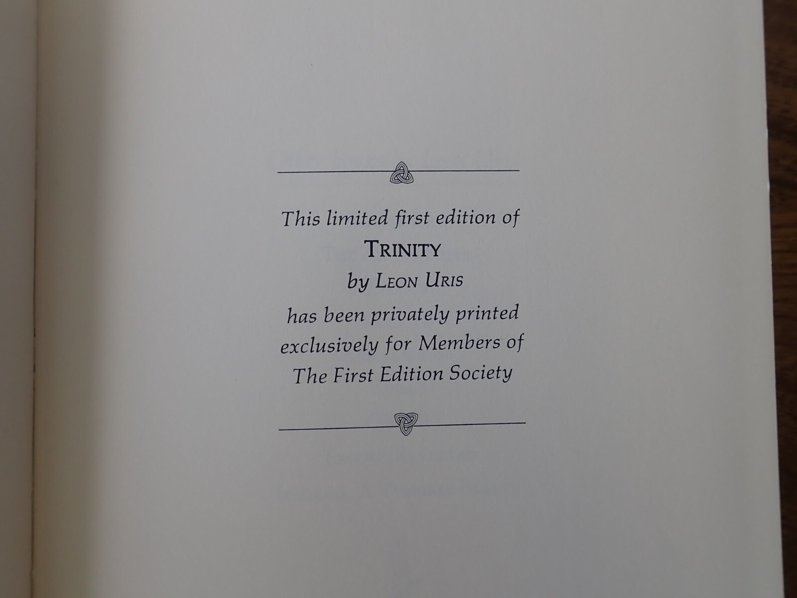 Leon Uris Trinity Franklin Library 1976