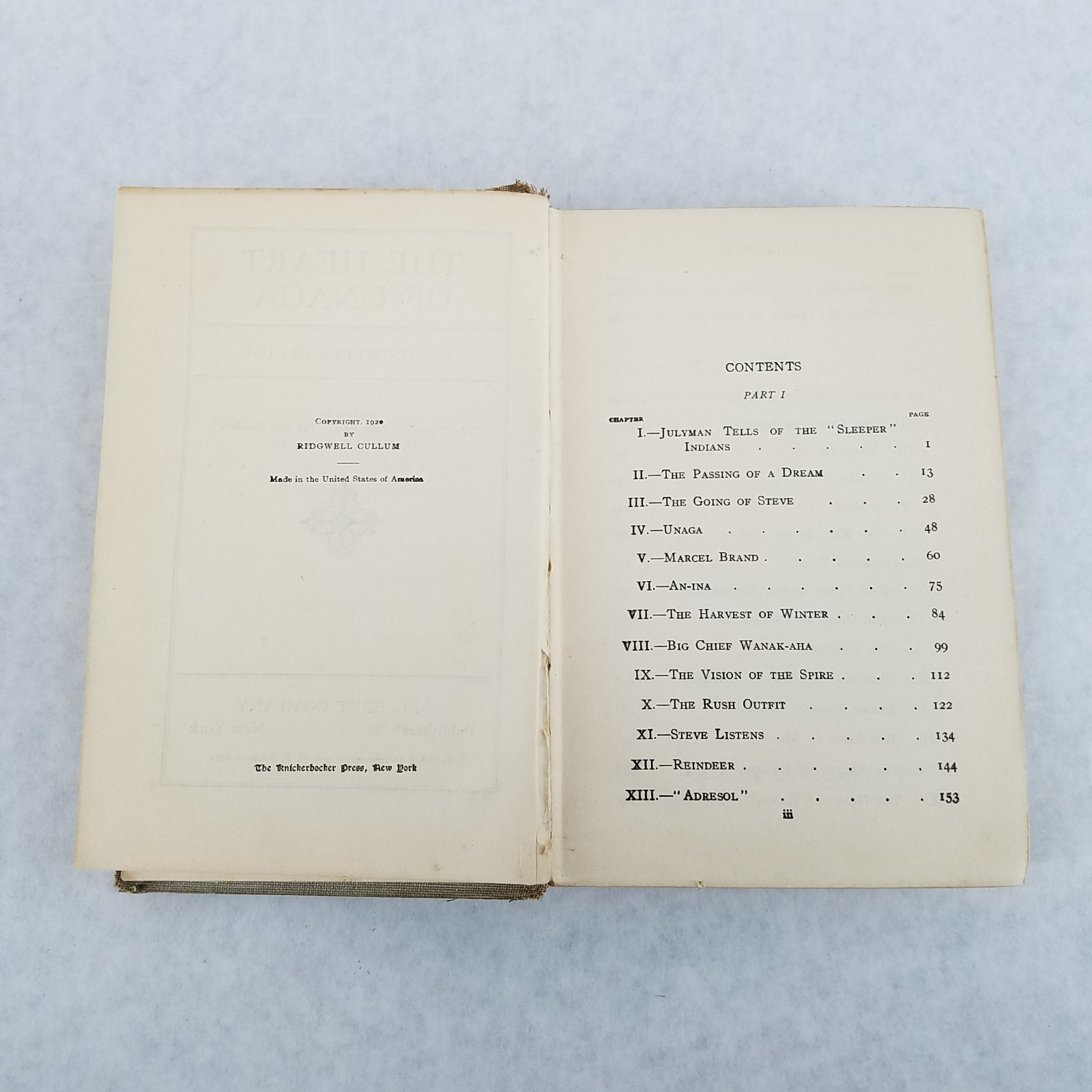 The Heart of Unaga – 1920 Hardcover by Ridgwell Cullum