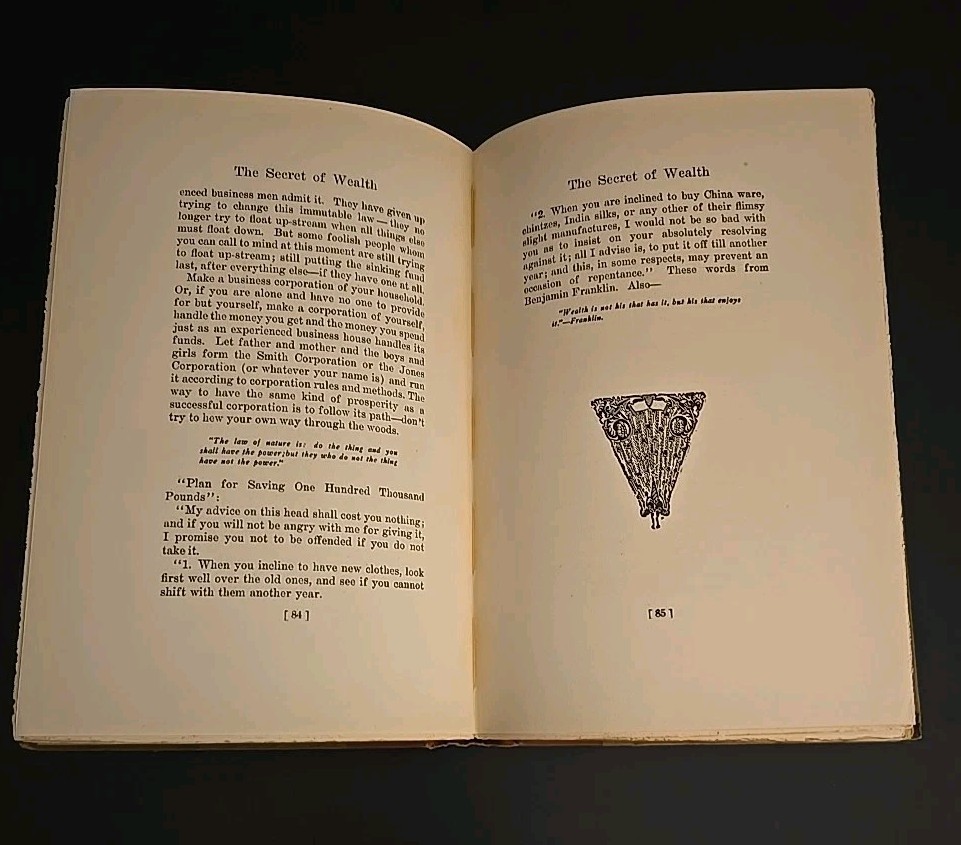 The Secret Of Wealth Franklyn Hobbs 1923 Hardcover Vintage Self Help