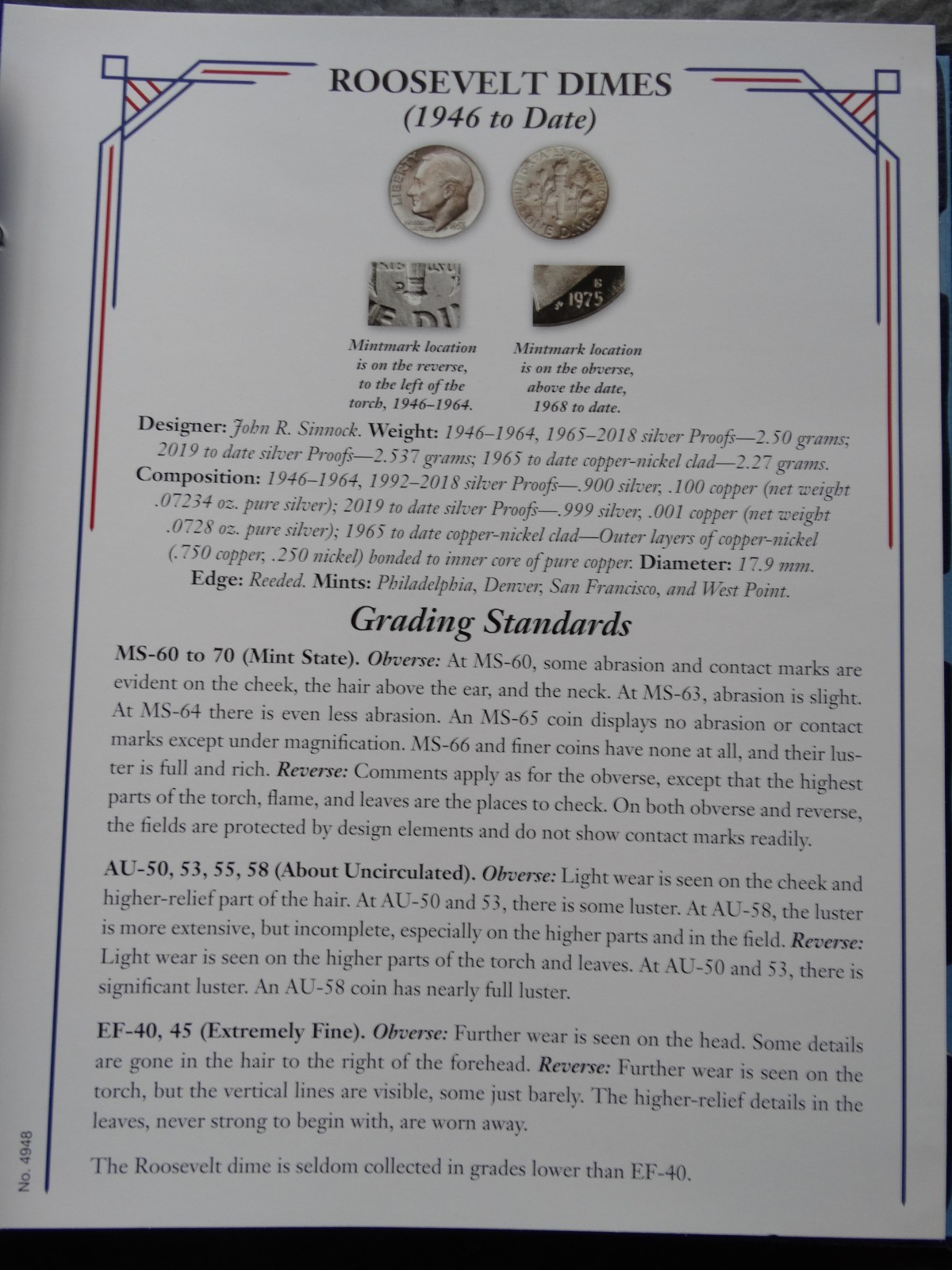 Whitman Roosevelt Dimes Dime Coin Album Book Number 4 2023-2026 P,D,SF #4948