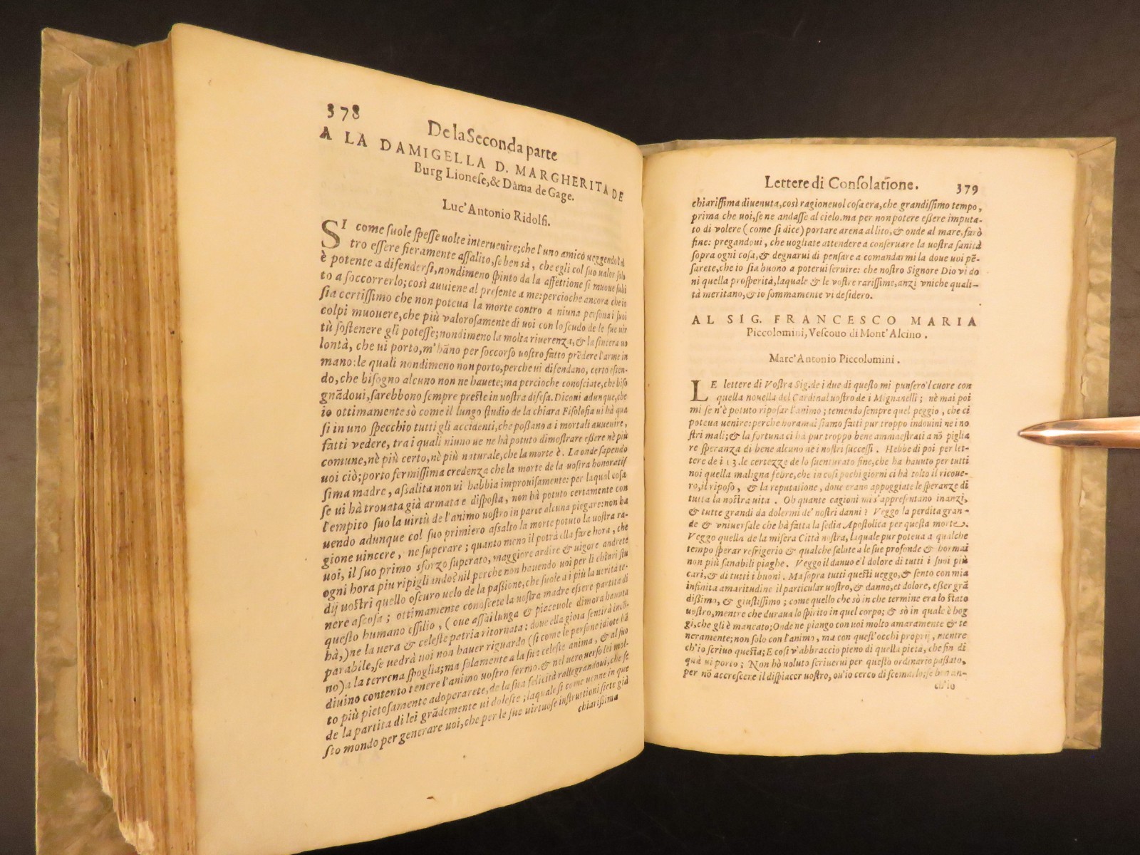 1595 – Italian Letters | Aldo Manuzio, Annibal Caro, Torquato Tasso, Boccaccio