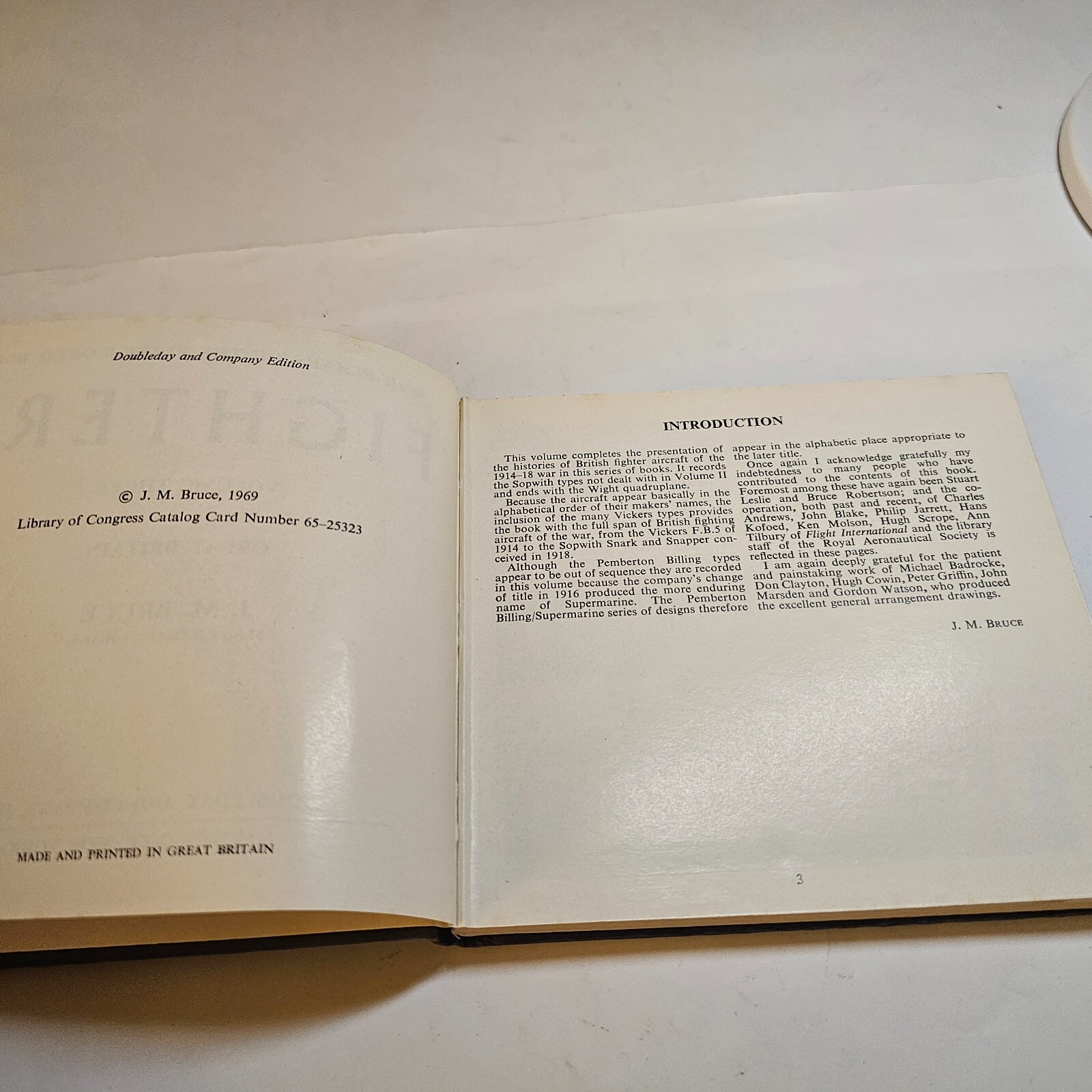 1969 “FIGHTERS” WAR PLANES OF THE FIRST WORLD WAR VOLUME 3 BOOK BRUCE WWI WW1