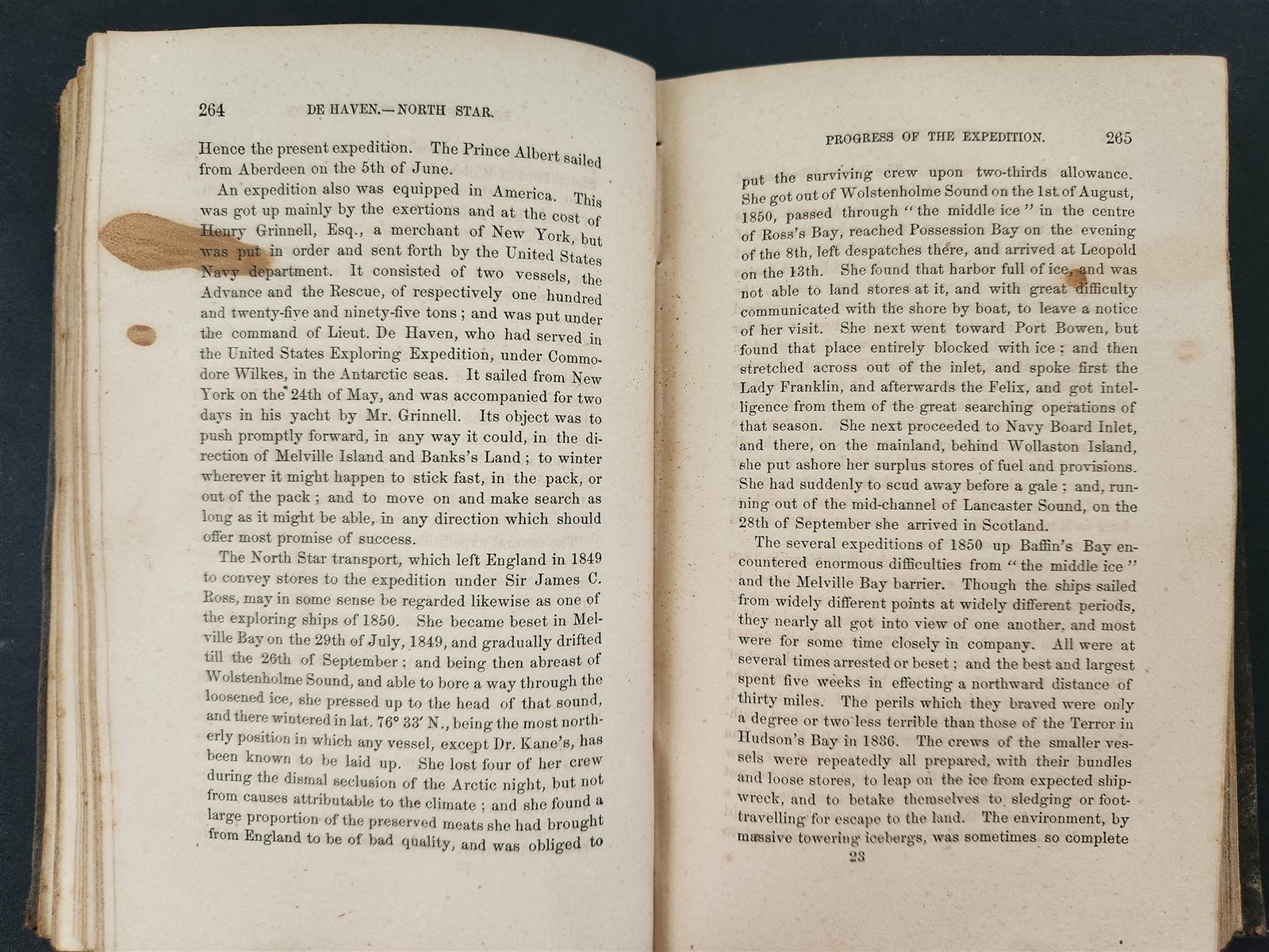 1858 antique ARCTIC ADVENTURE by SEA LAND w FOLDOUT north pole MAP 480pg BOOK