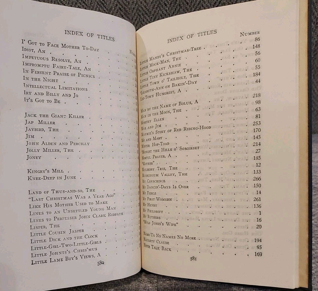 1916 HOOSIER BOOK OF RILEY VERSE James W Riley Bobbs-Merrell Co. CLEAN Blue HC