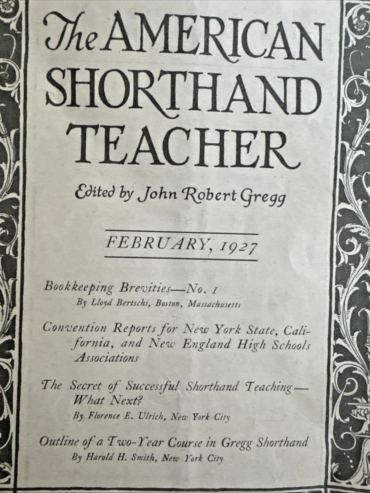 1927 The American Shorthand Teacher Subjects Typing Gregg Speed Tests