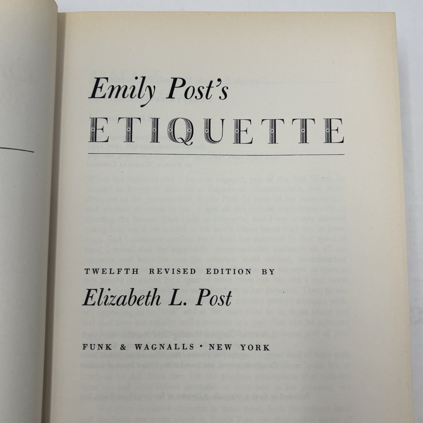 Emily Post’s Etiquette Vintage 1969 12th Revision Hardcover