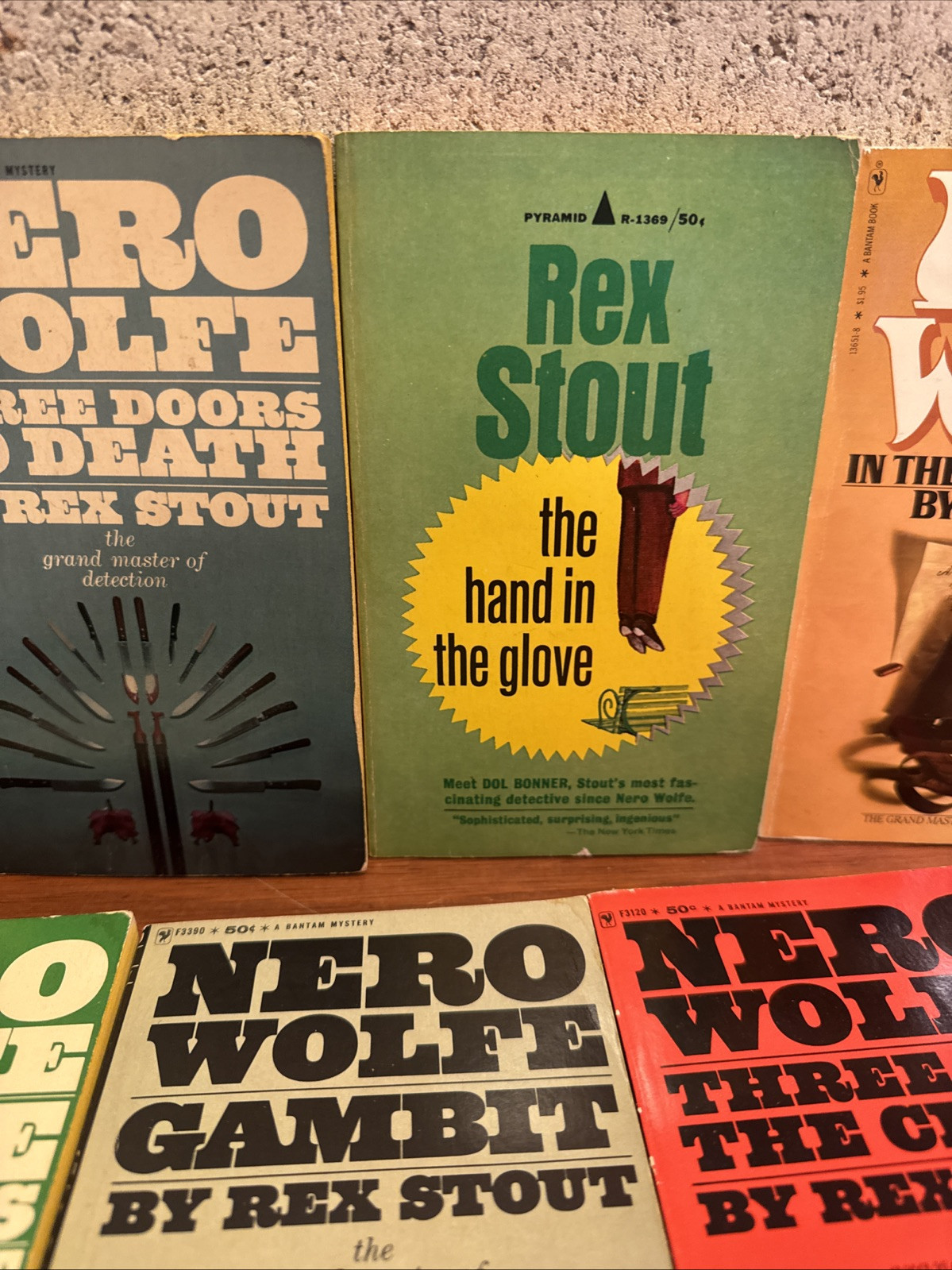 Rex Stout Book Lot (7) 1960’s 1970’s Bantam Books Gambit Three Witnesses ….