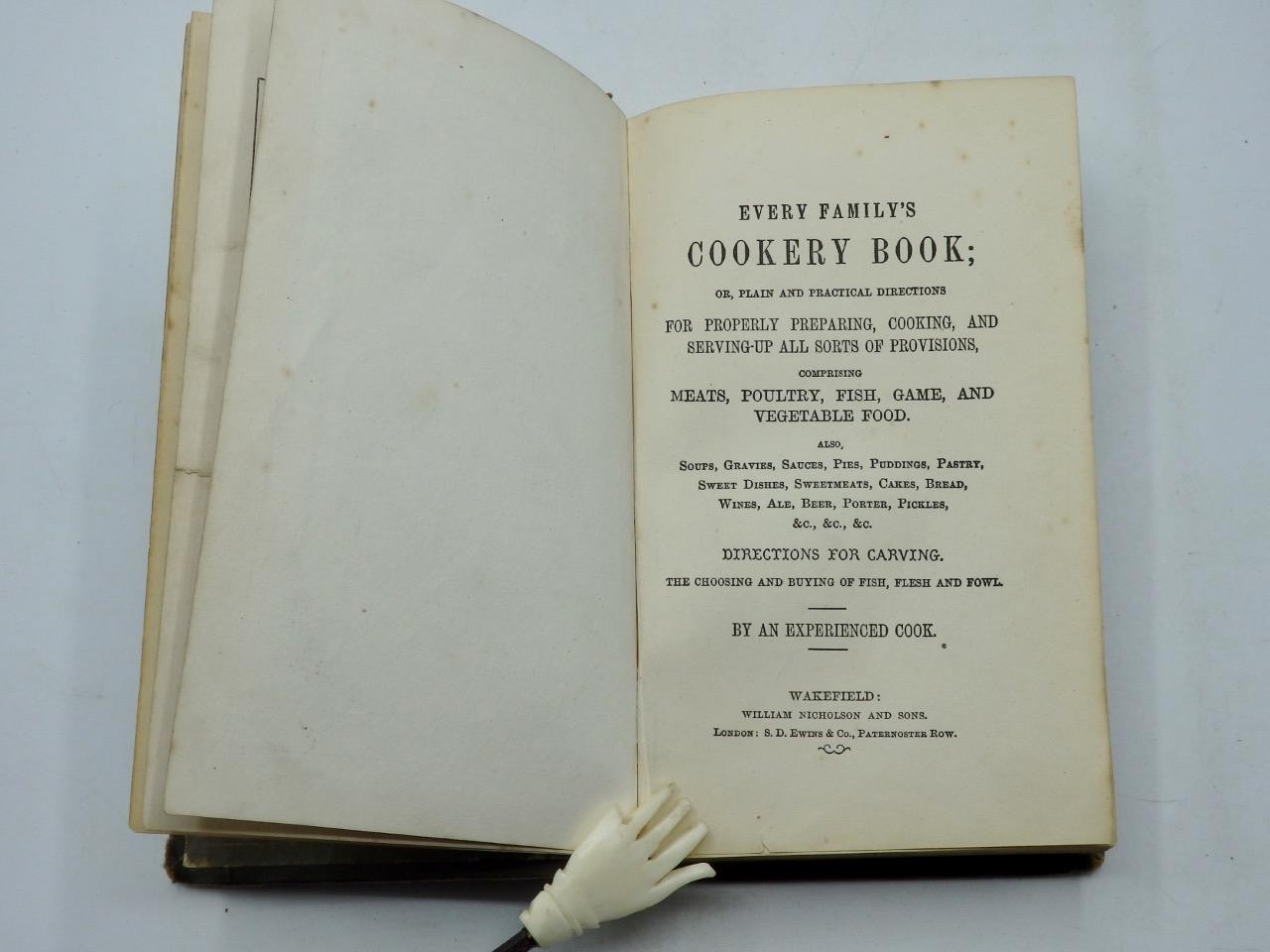 Antique c1870 EVERY FAMILY’S COOKERY BOOK By an Experienced Victorian Cook