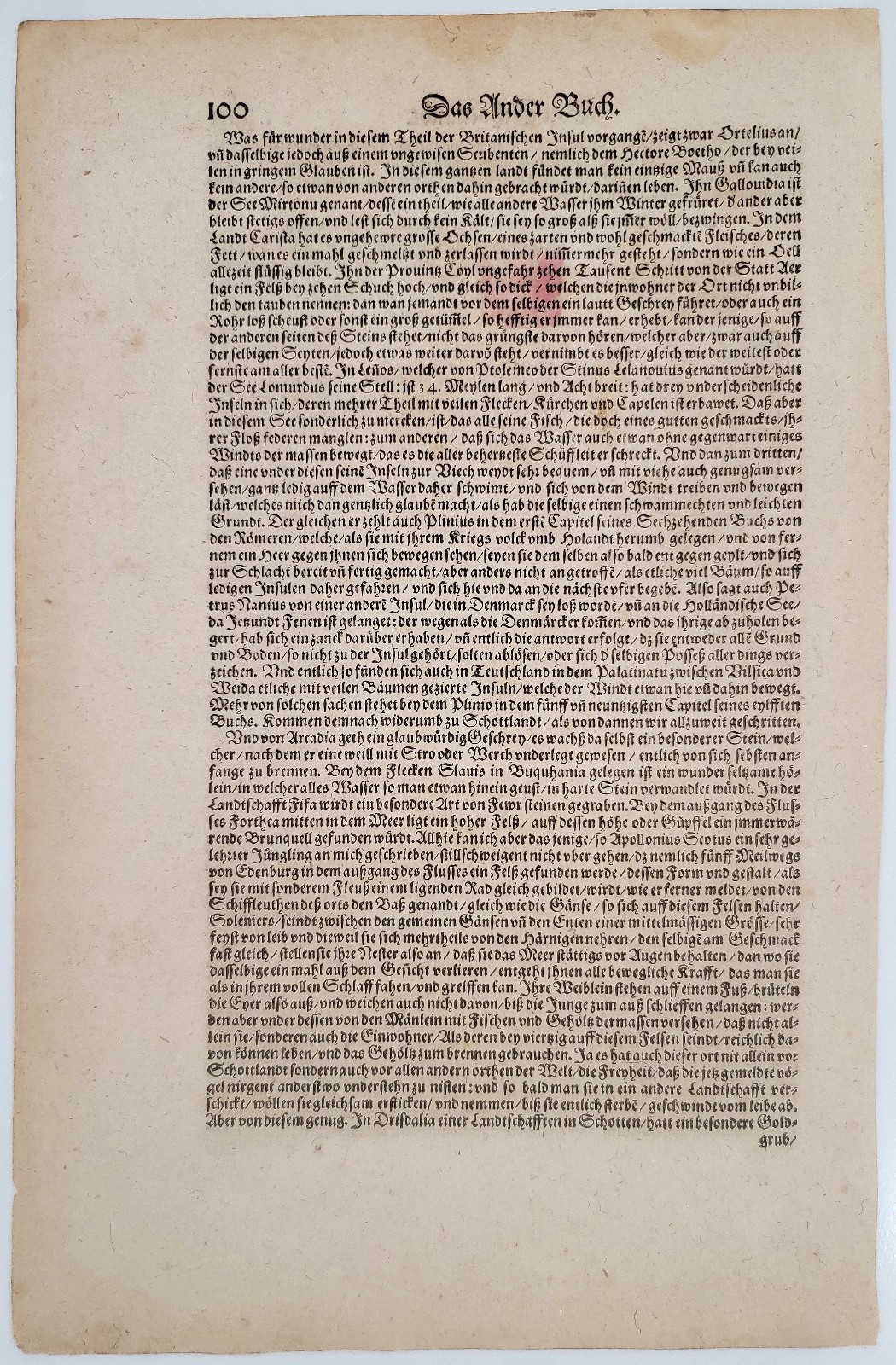 1614 Cosmographia Leaf – Scotland – Hand-Coloured Royal Coat of Arms & Initial