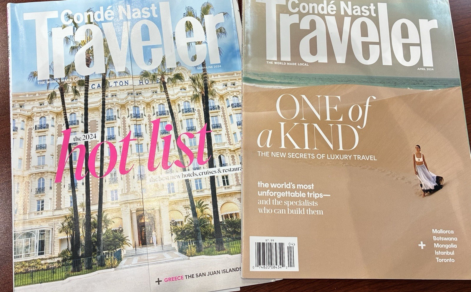 Lot of 2 Conde Nast Traveler Magazines April,2024 + May/June 2024