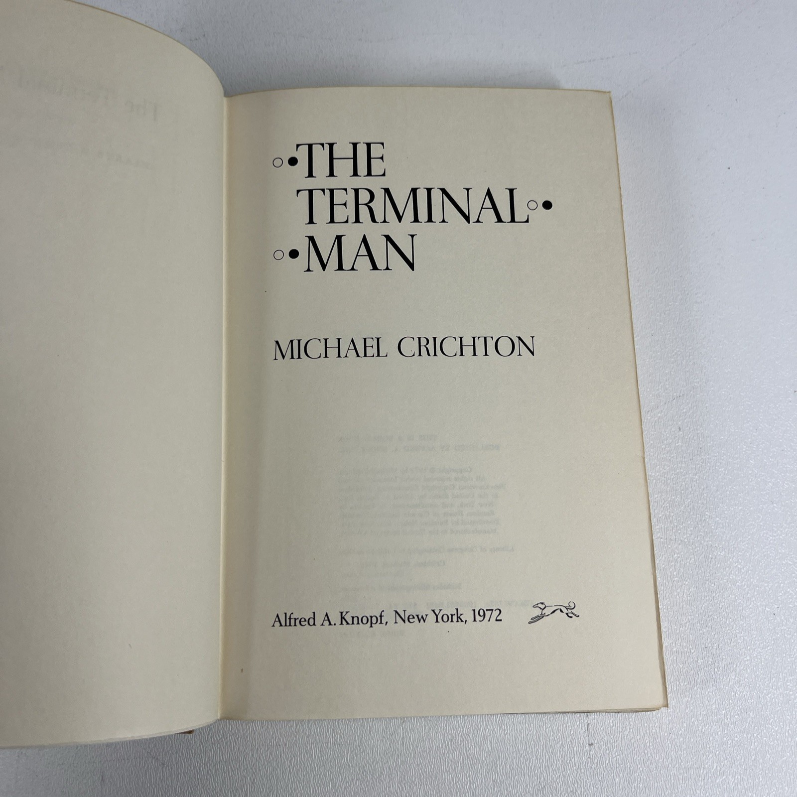 The Terminal Man Michael Crichton 1st Edition 1972 HC DJ Vintage