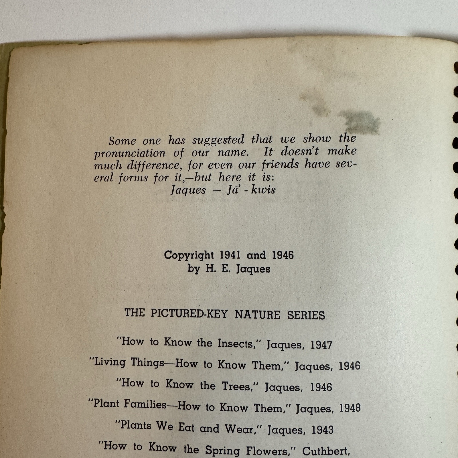 H. E. Jaques HOW TO KNOW THE TREES 1946 Spiral bound paperback