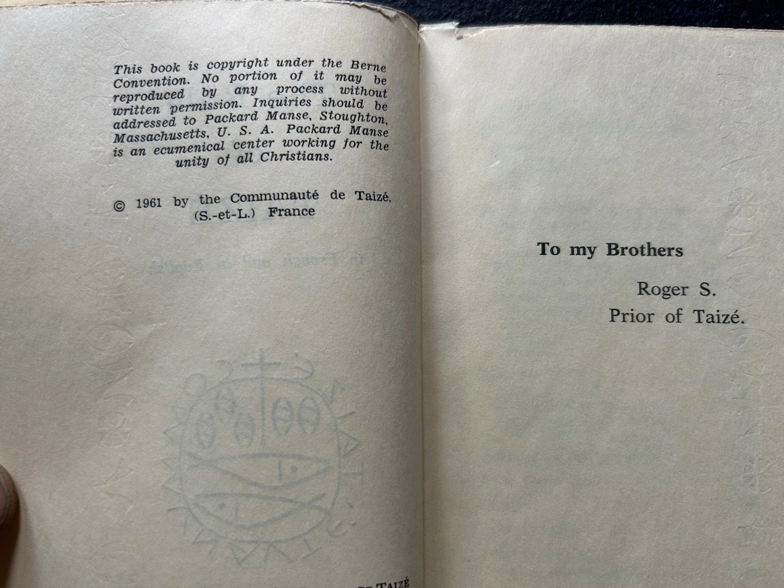 Vtg. 1961 The Rule of Taize Parallel French-English Religious Brotherhood Text