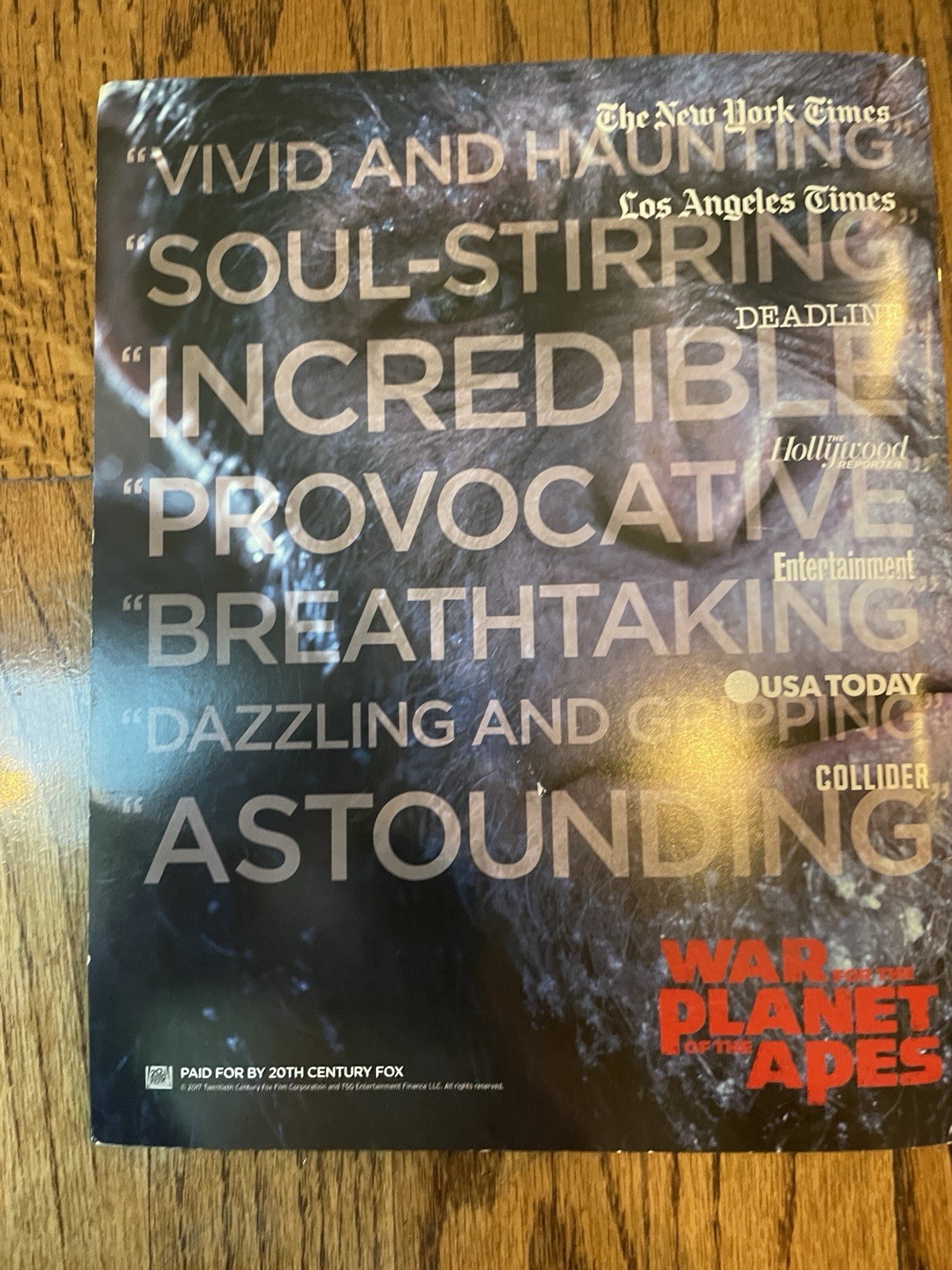War For The Planet Of The Apes FYC Screener Deluxe DVD Promo 2017 RARE