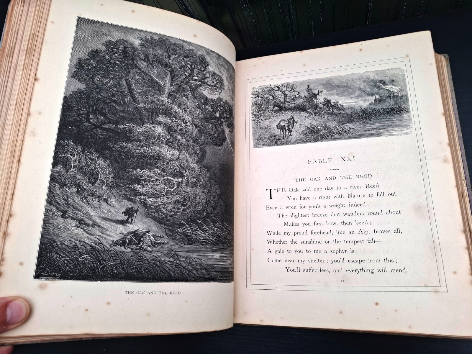 c.1868 – La Fontaine’s Fables / Illustrated by Gustave Doré / Large 4.3 kg / Eng