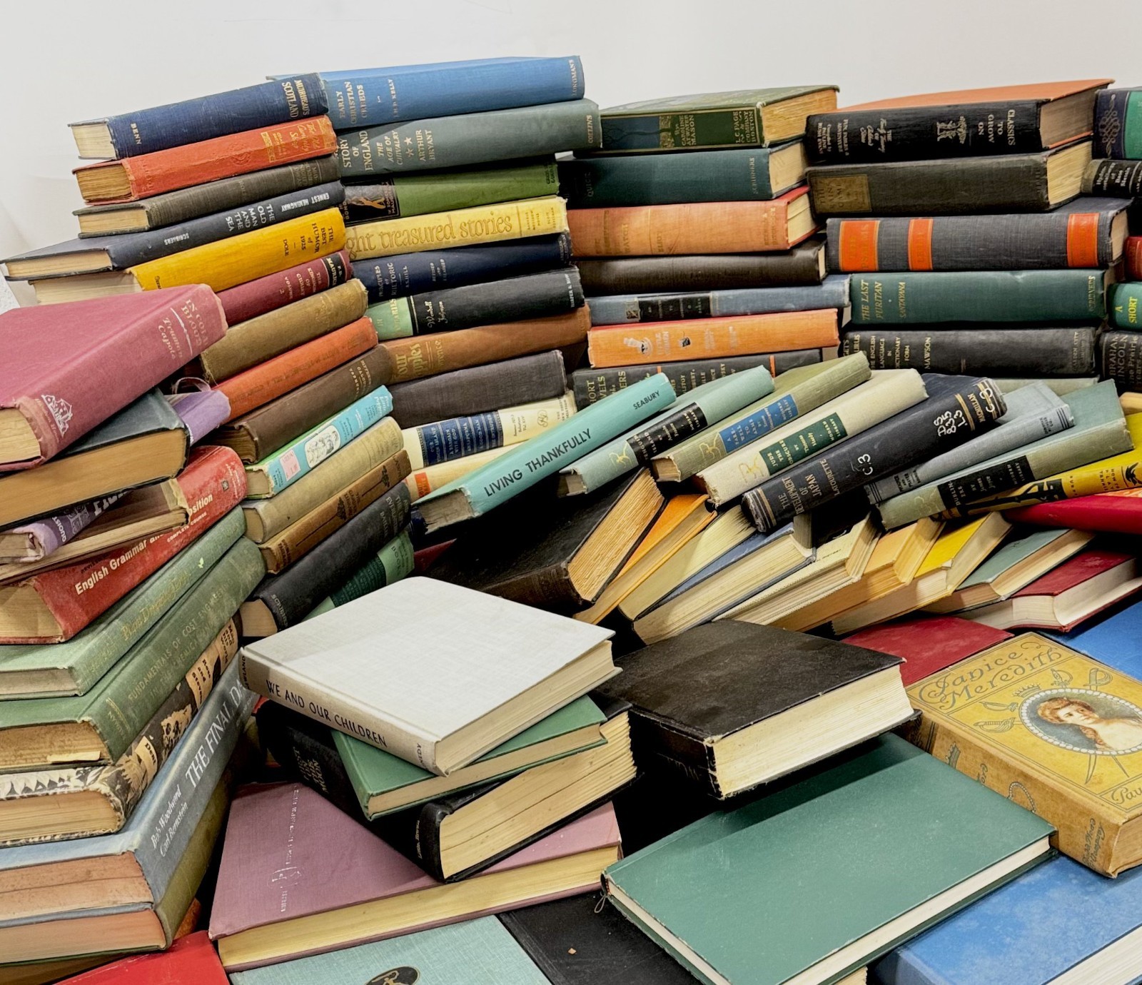 Lot of 10 Vintage Antique Hardcover Books Random Mixed Colors Old Staging Read