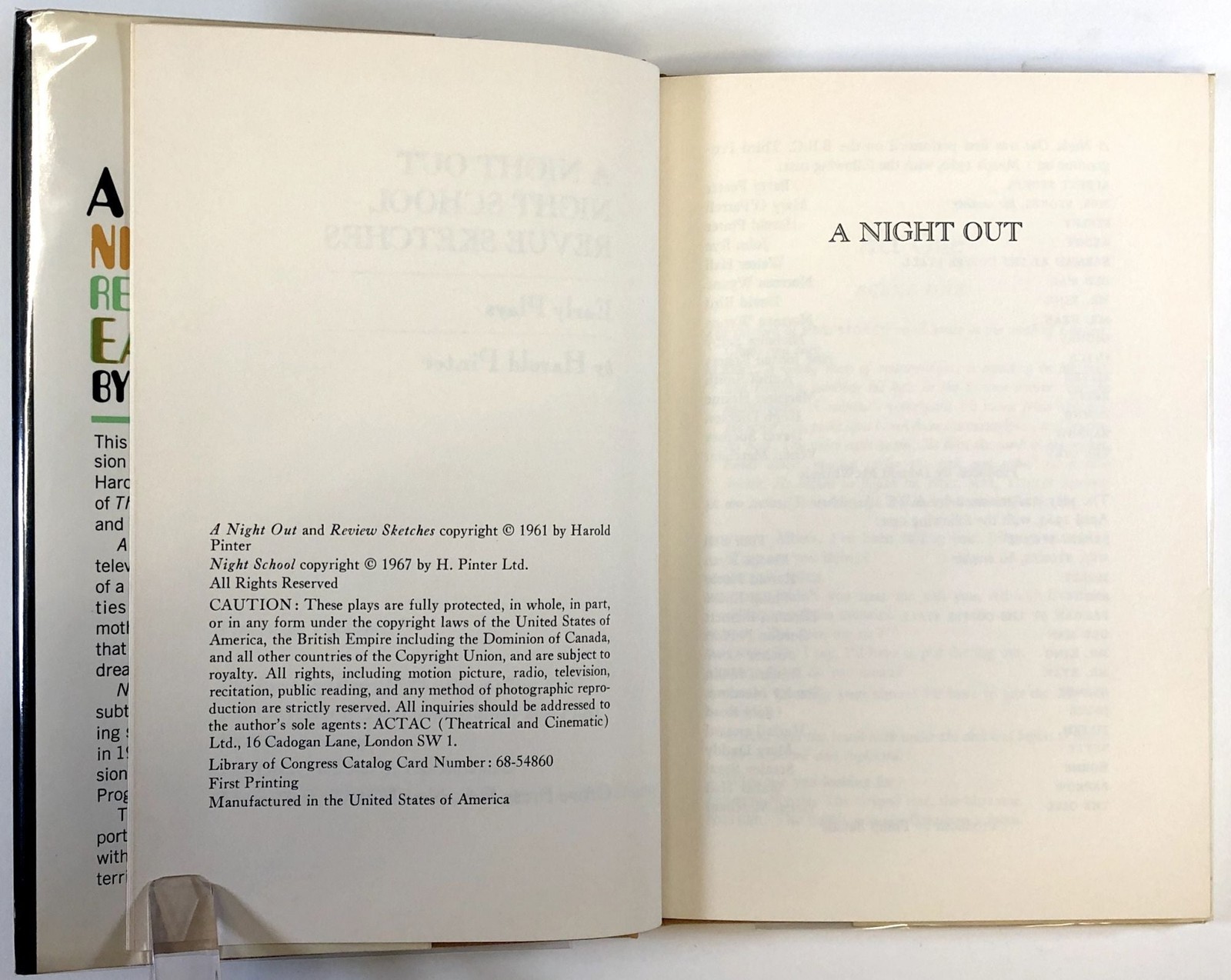 Harold Pinter / Night Out / Night School / Revue Sketches Early Plays review 1st