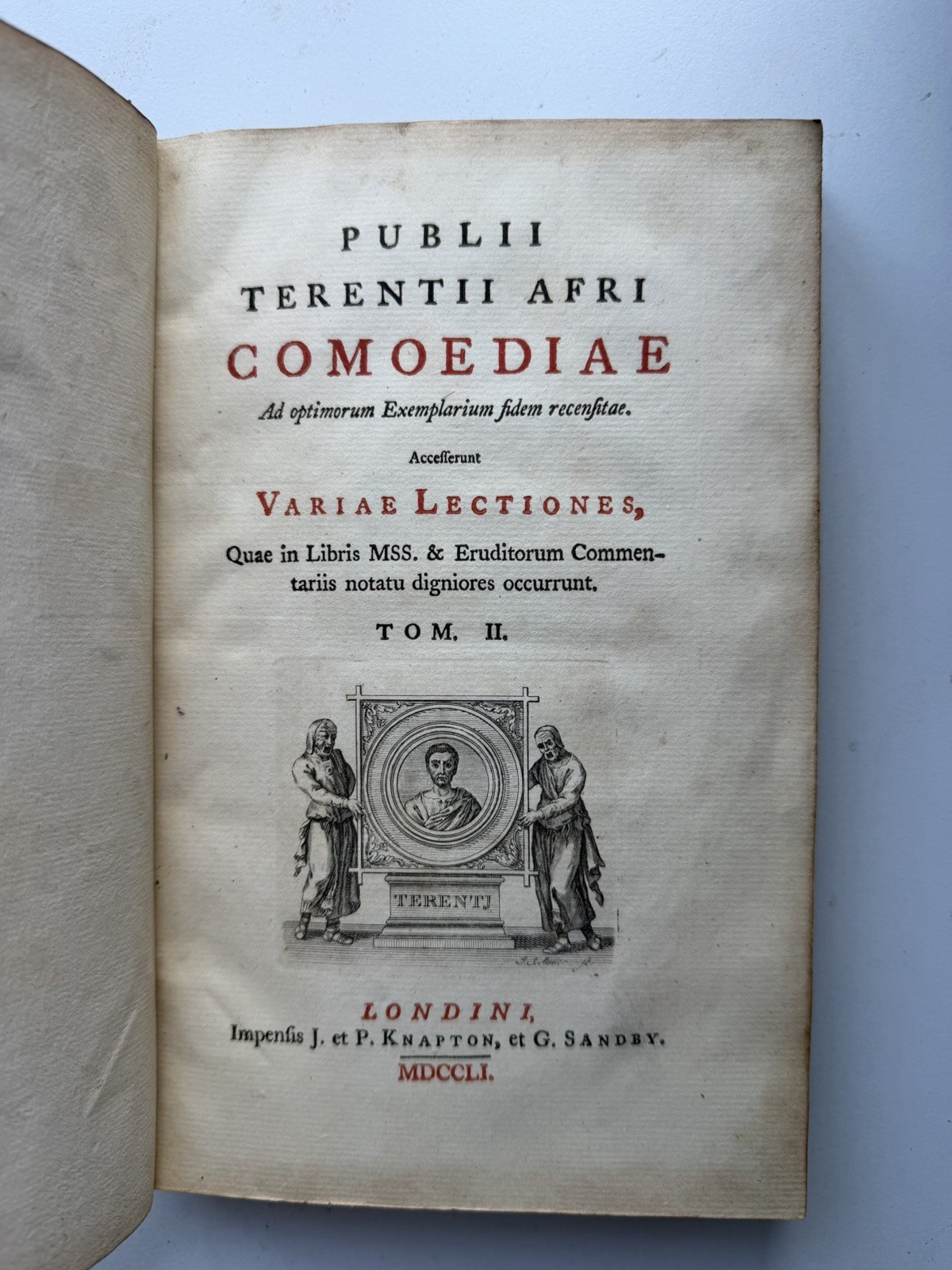 1751 Terence COMOEDIAE 2 Vols Latin London Knapton Leather Antiquarian