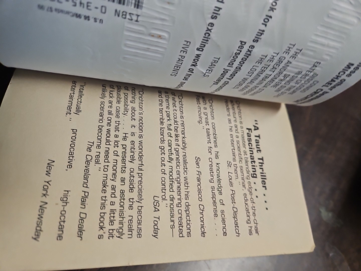 1991 Ballantine – Jurassic Park by Michael Crichton Vintage Paper Back