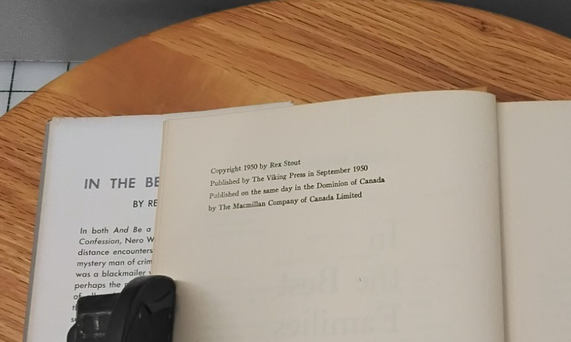 In The Best Families. Rex Stout. 1950. 1st edition hc/dj RF3b