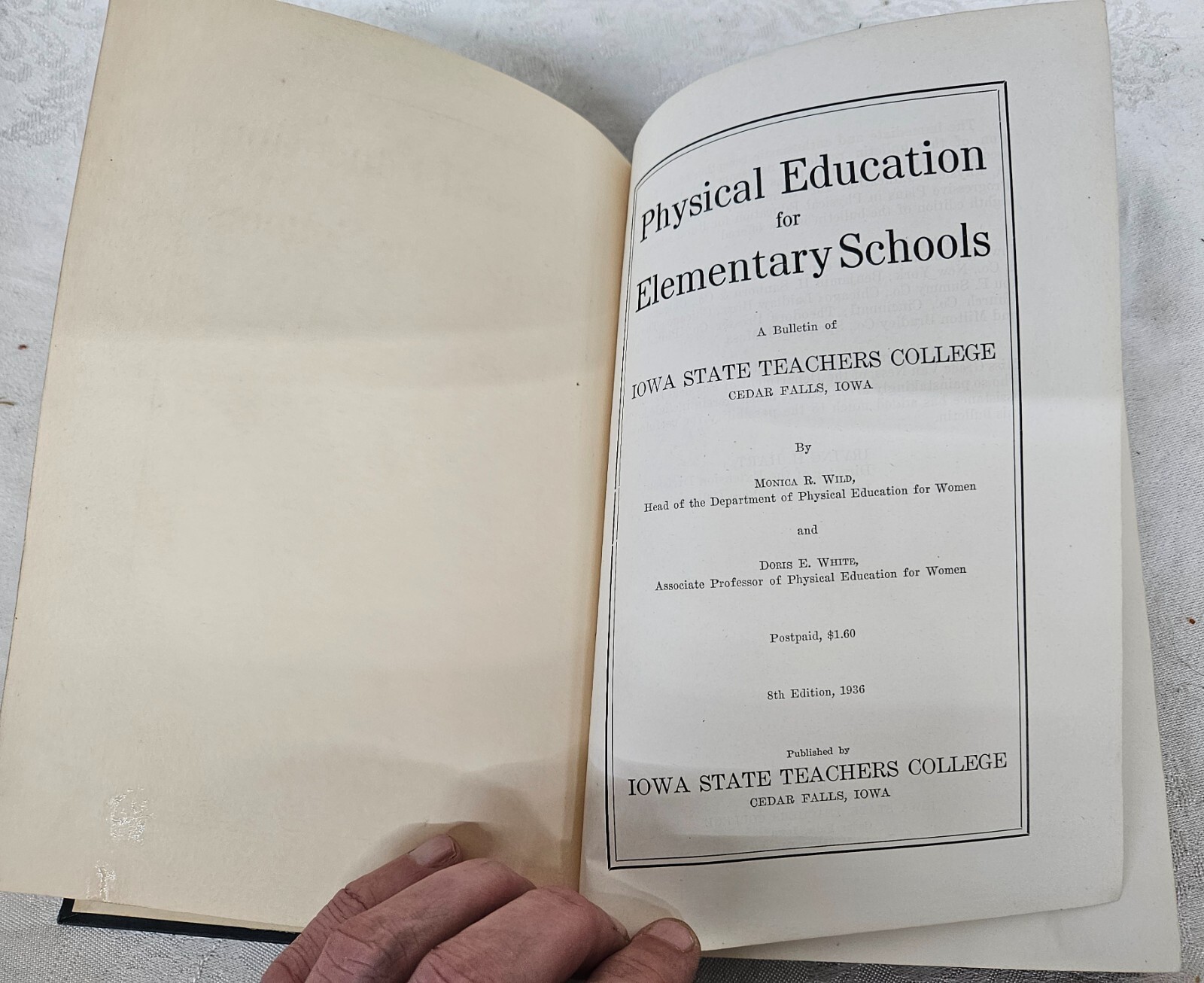 1924 PHYSICAL EDUCATION Hardcover Book Iowa State Teachers Antique Schoolbook