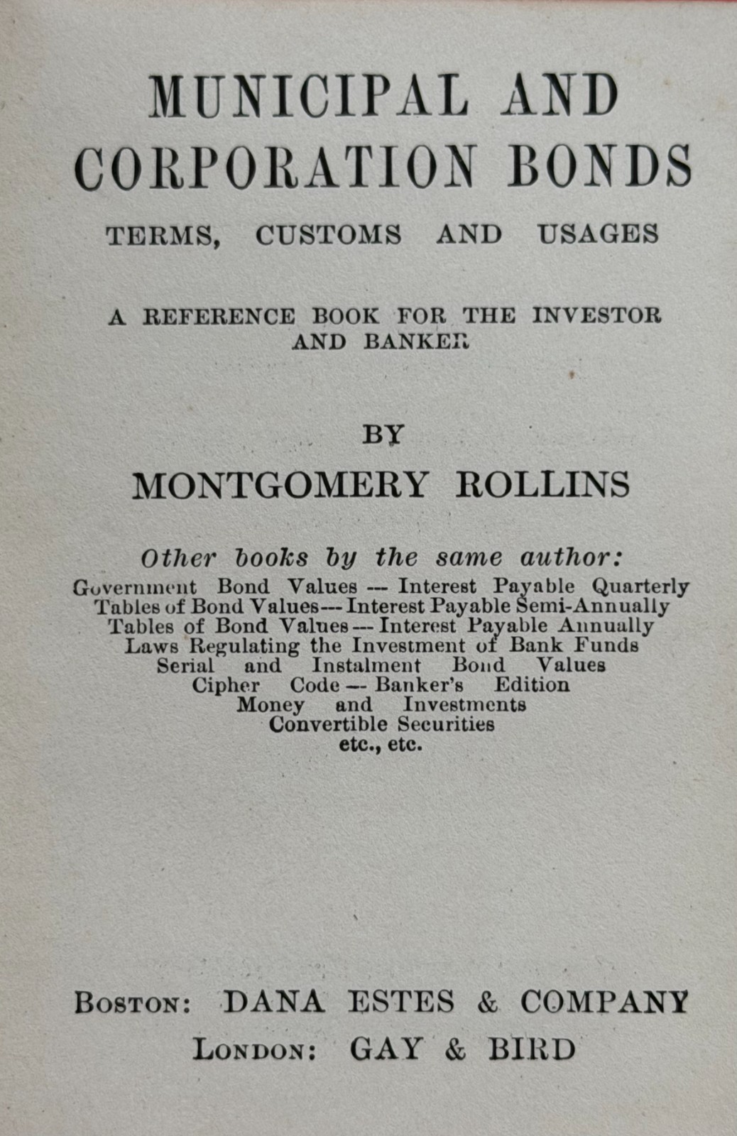 1910 & 1911 Two Miniature Books by Montgomery Rollins Wall Street Stock Market