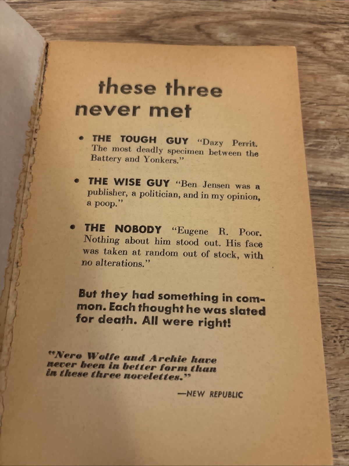 3 Early Vintage Rex Stout PB 1sts. Nero Wolfe. rubber Band, Too Many Cooks, +
