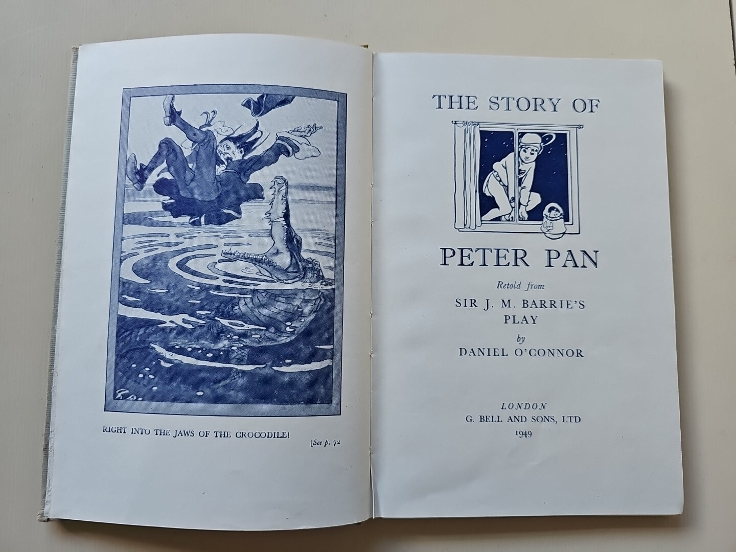 The Story Of Peter Pan By Sir J M Barrie Retold By Daniel O’Connor 1949 HB Book