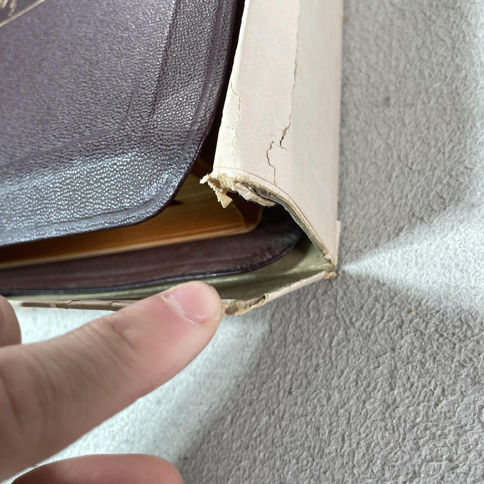 Vintage 1950 Large Holy Bible KJV Good Saviour Tissot Brown Leather Consolidated