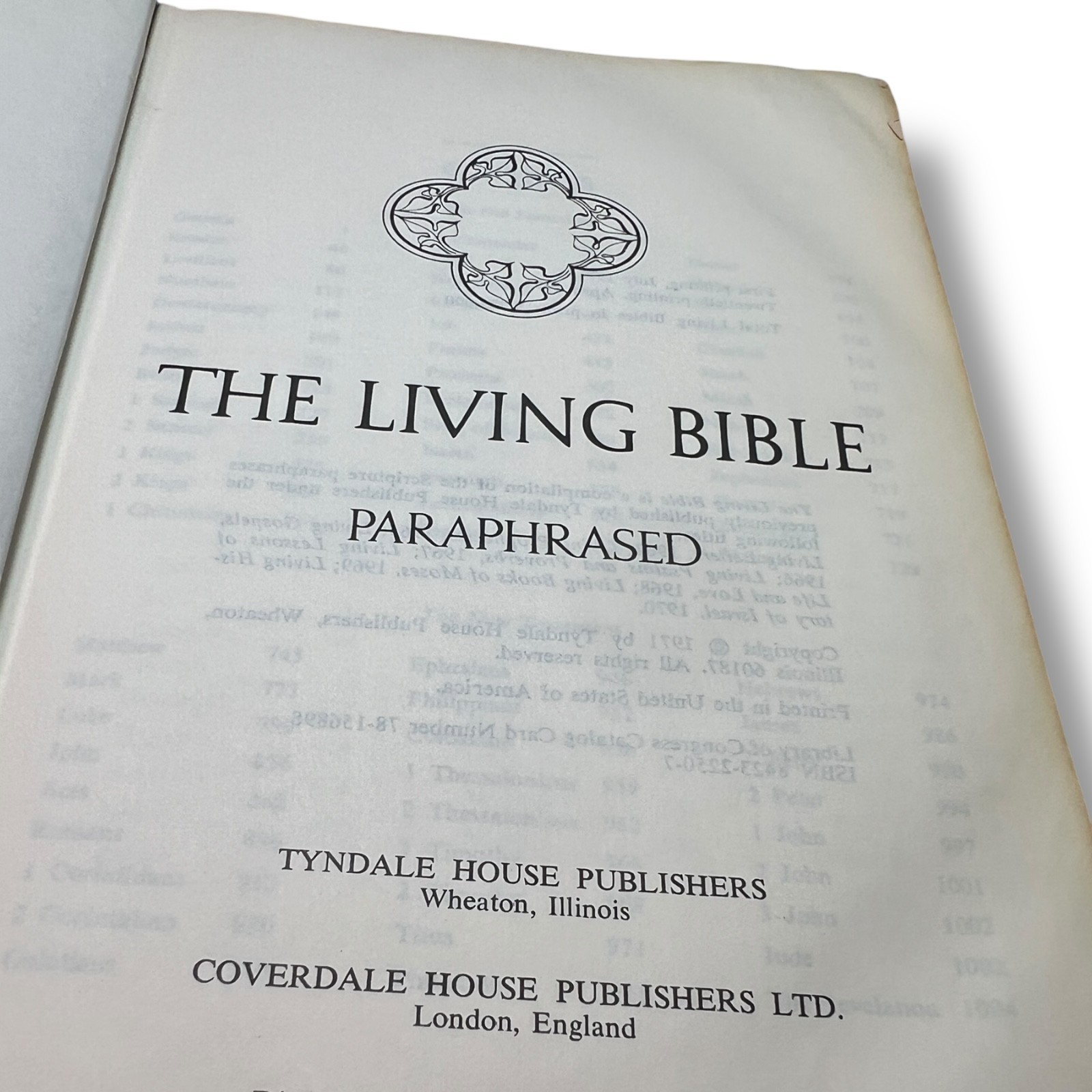1973 The Living Bible Paraphrased Tyndale House Hardcover Twentieth Printing VTG