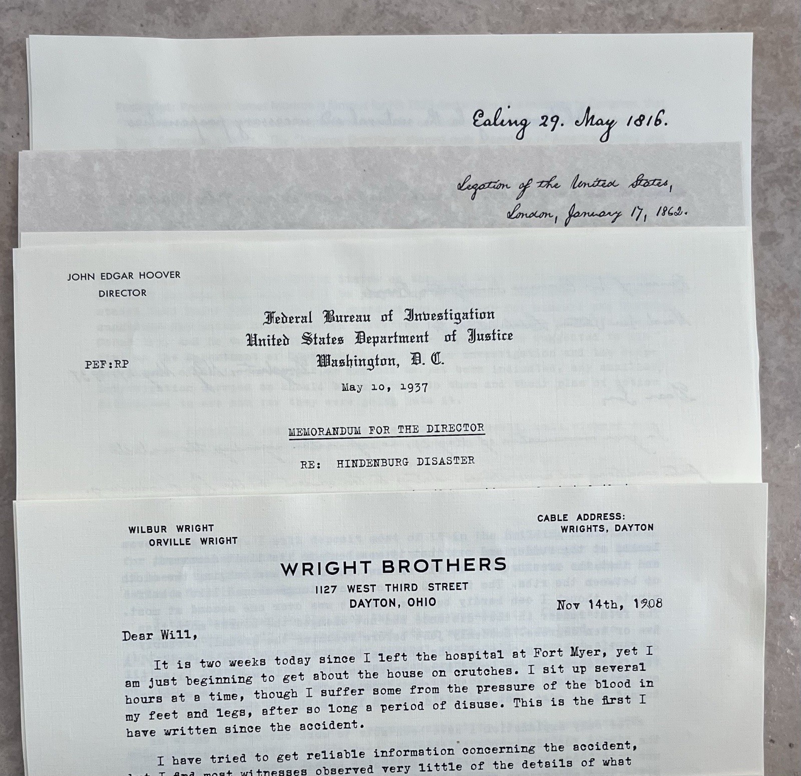 Letters from American History , Wright Brothers, Hindenburg, John Q Adam