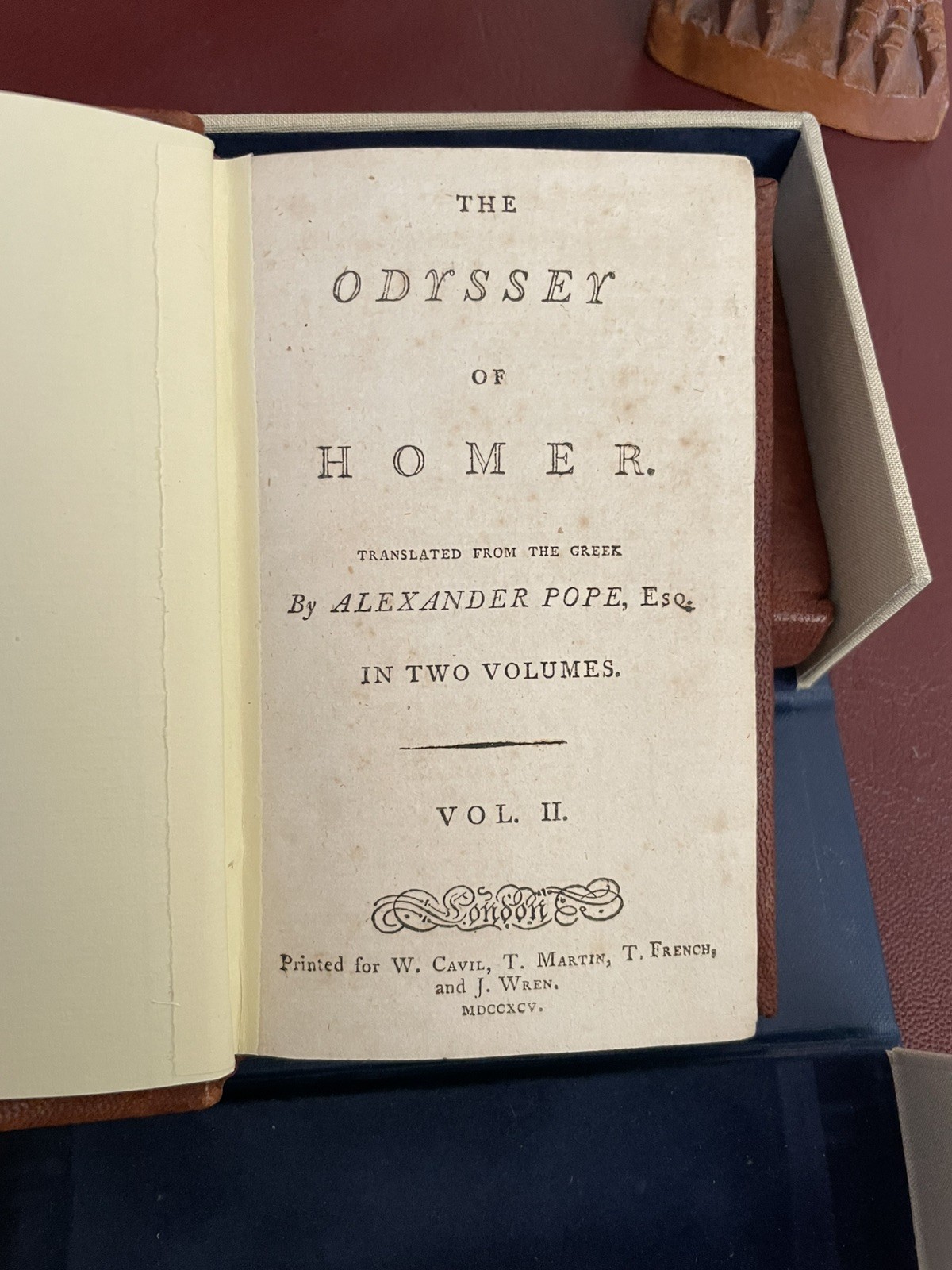 The Odyssey – Homer – Alexander Pope (1795) Leather Bookbinding and Box