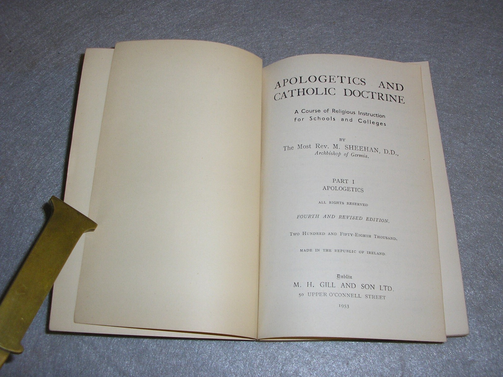 Vintage Catholicism Religion Book Apologetics and Catholic Doctrine Sheehan 1953