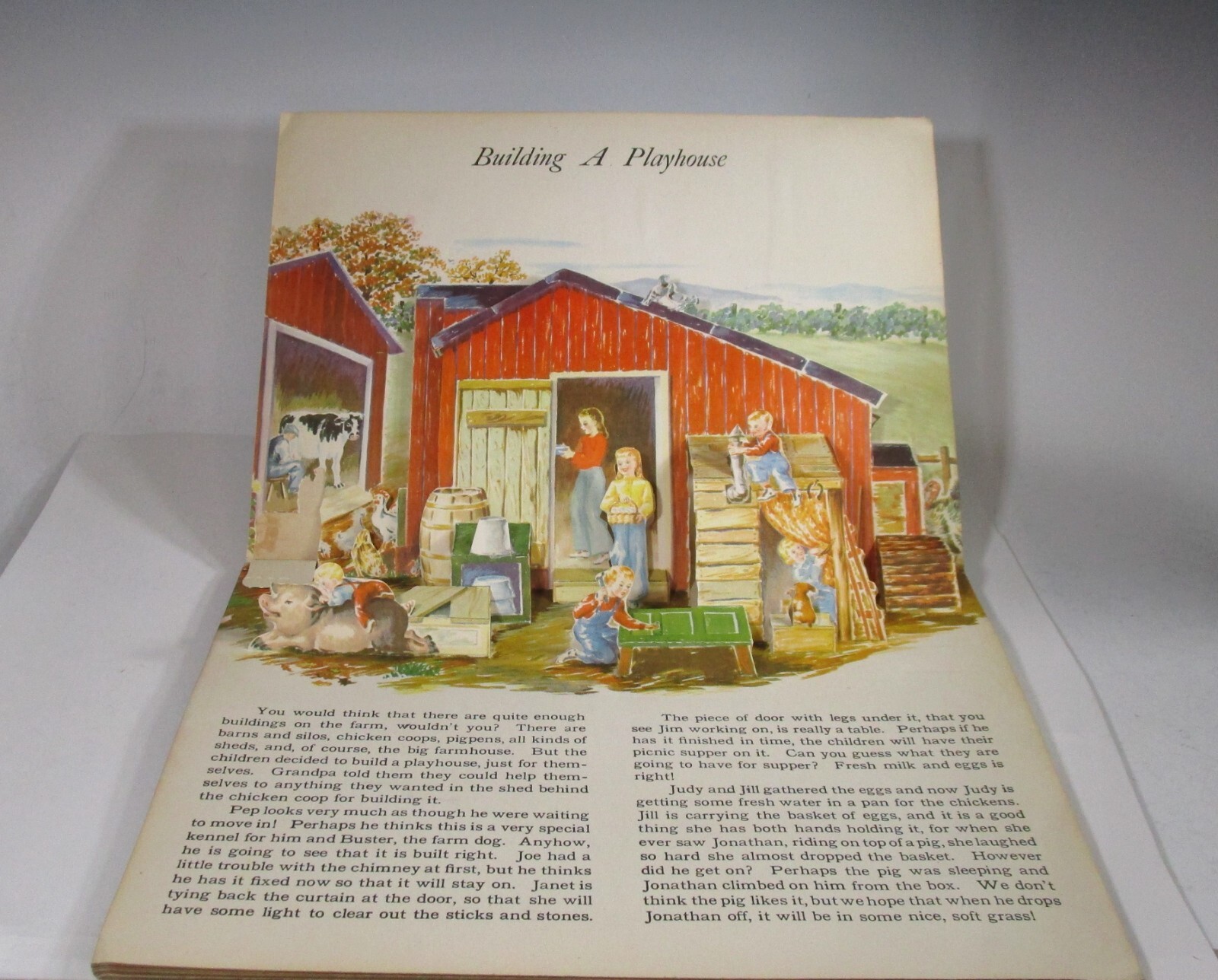 Vintage 1940 THE JOLLY JUMP-UPS ON THE FARM Popup Board Book Geraldine Clyne
