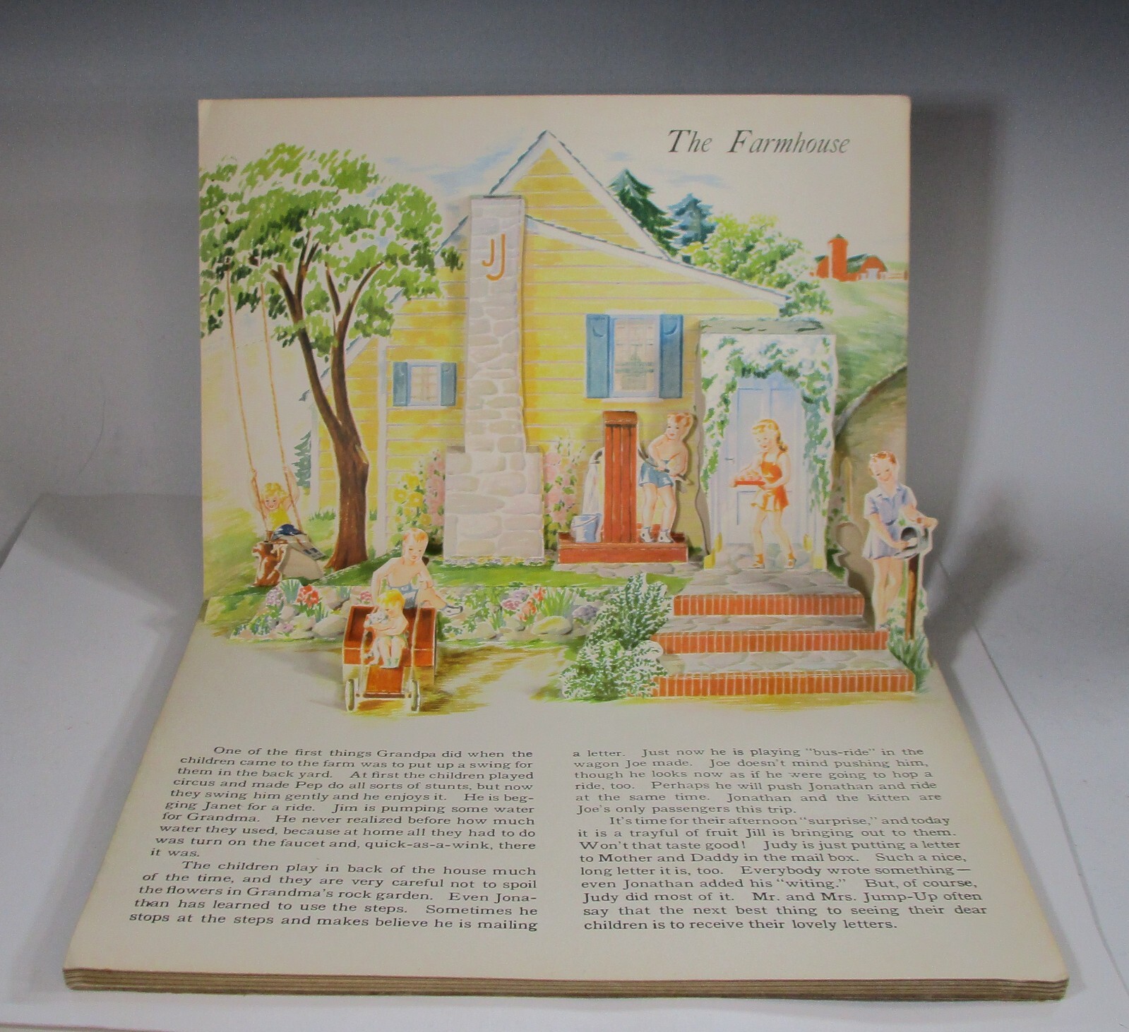 Vintage 1940 THE JOLLY JUMP-UPS ON THE FARM Popup Board Book Geraldine Clyne