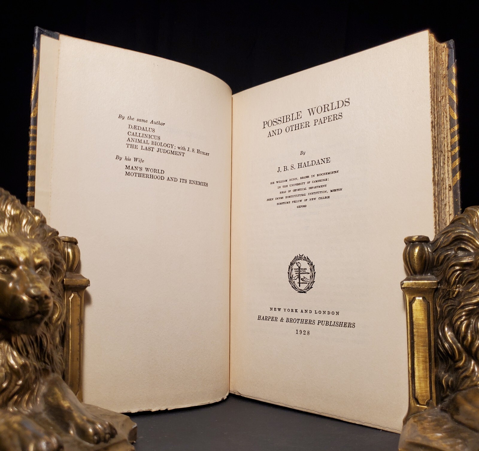 Possible Worlds by J. B. S. Haldane ~ STATED 1ST EDITION 1928 WITH JACKET!