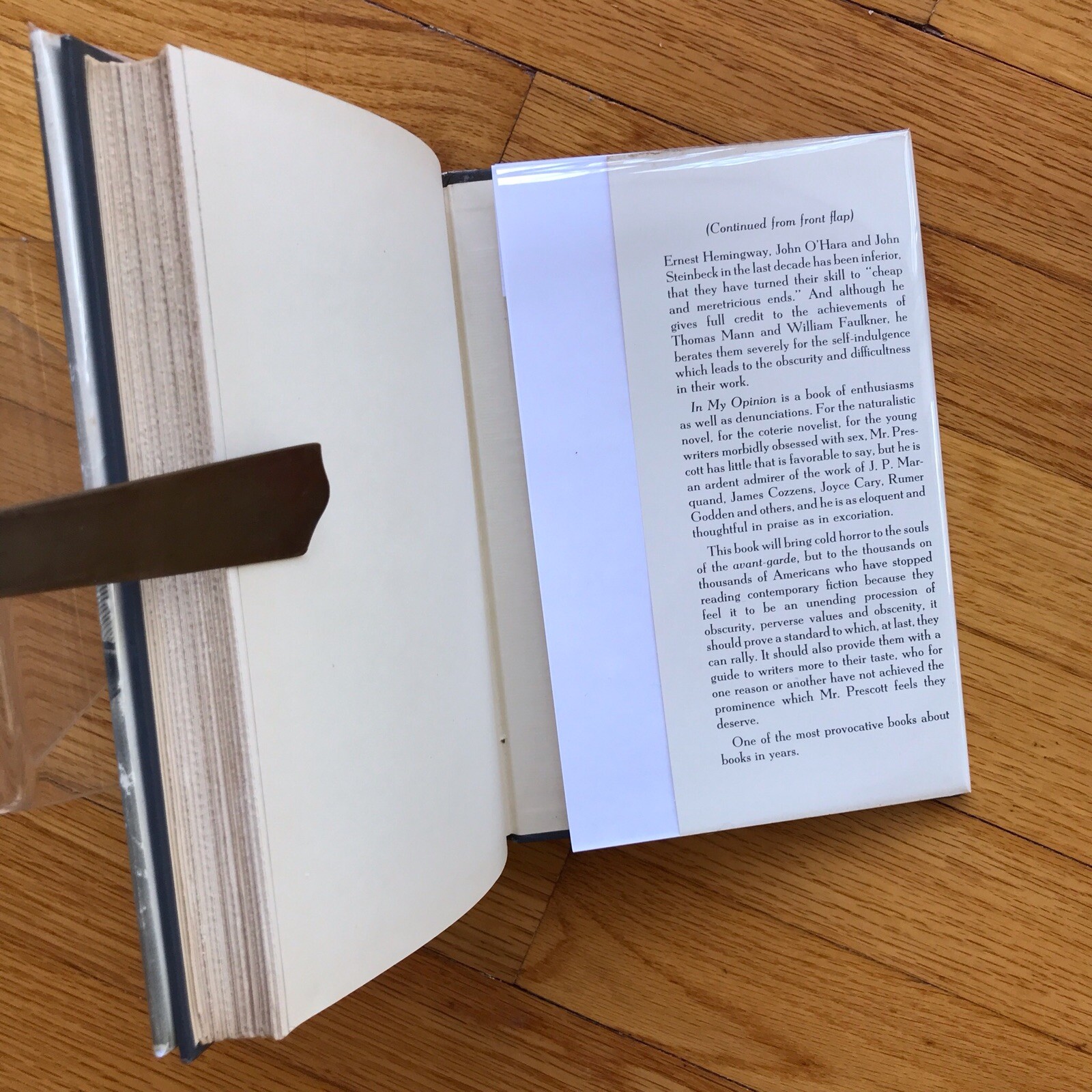 ORVILLE PRESCOTT—In My Opinion—NY Times Book Reviewer on “Modern” Novels—1952 HC