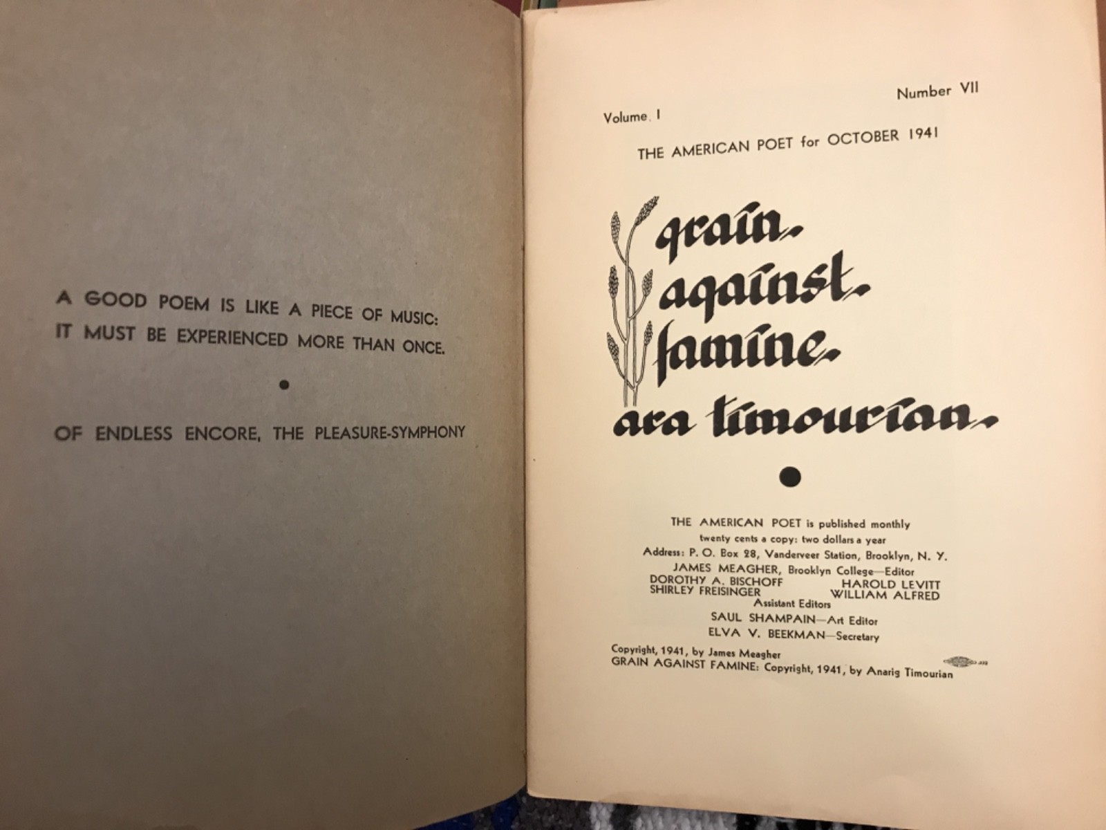 The American Poet – Full Run, magazine, 36 issues, 1941-1943, Sarton, Maurois