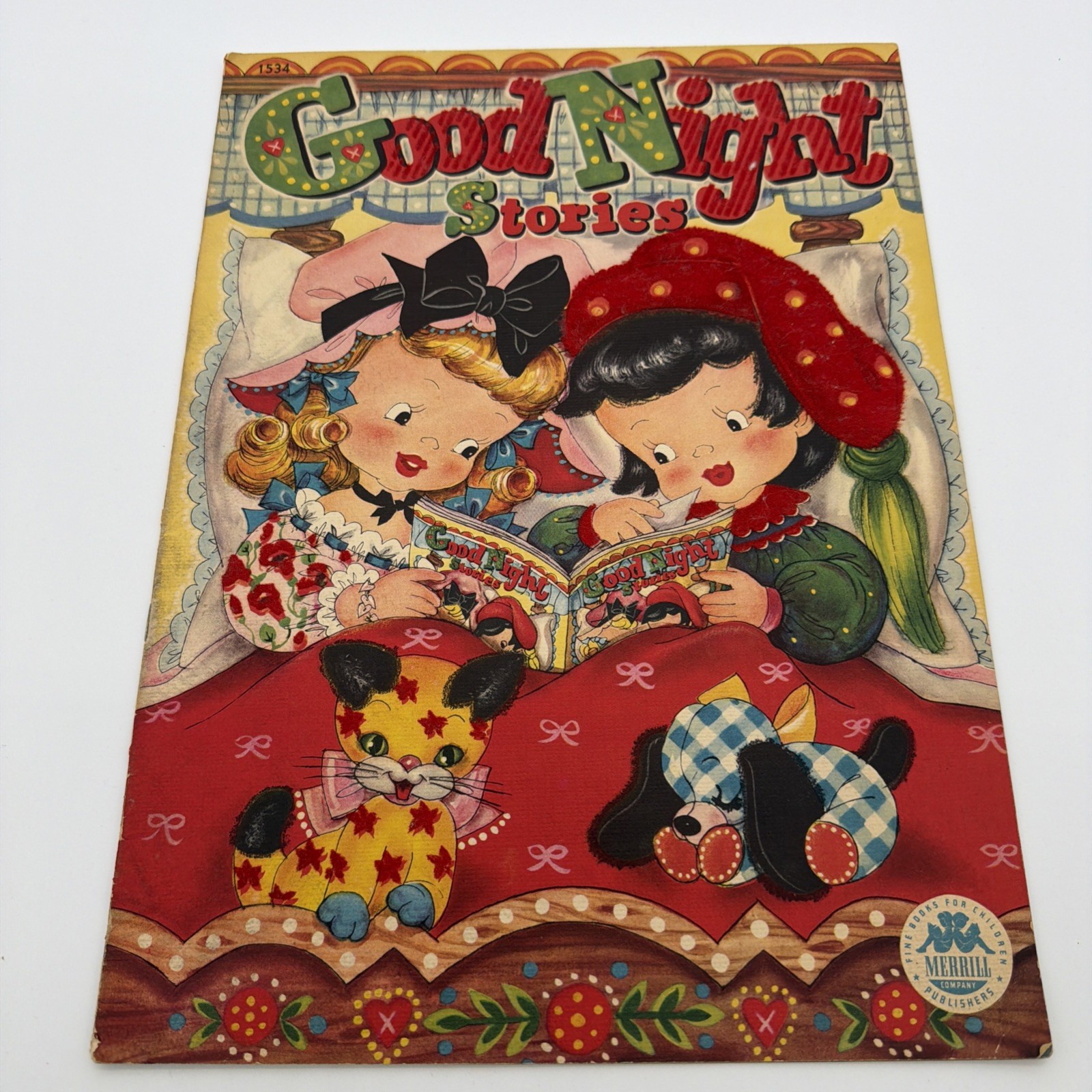 Good Night Stories Children’s Book Velvet Cover Merrill Company Publishers 1949