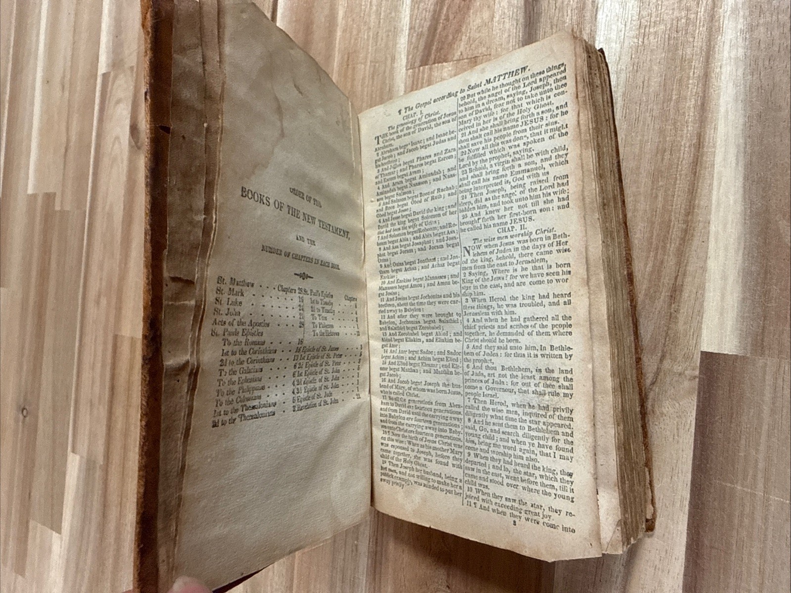 1843 NEW TESTAMENT rare WELLS-RIVER vermont IRA WHITE leather ANTIQUE old