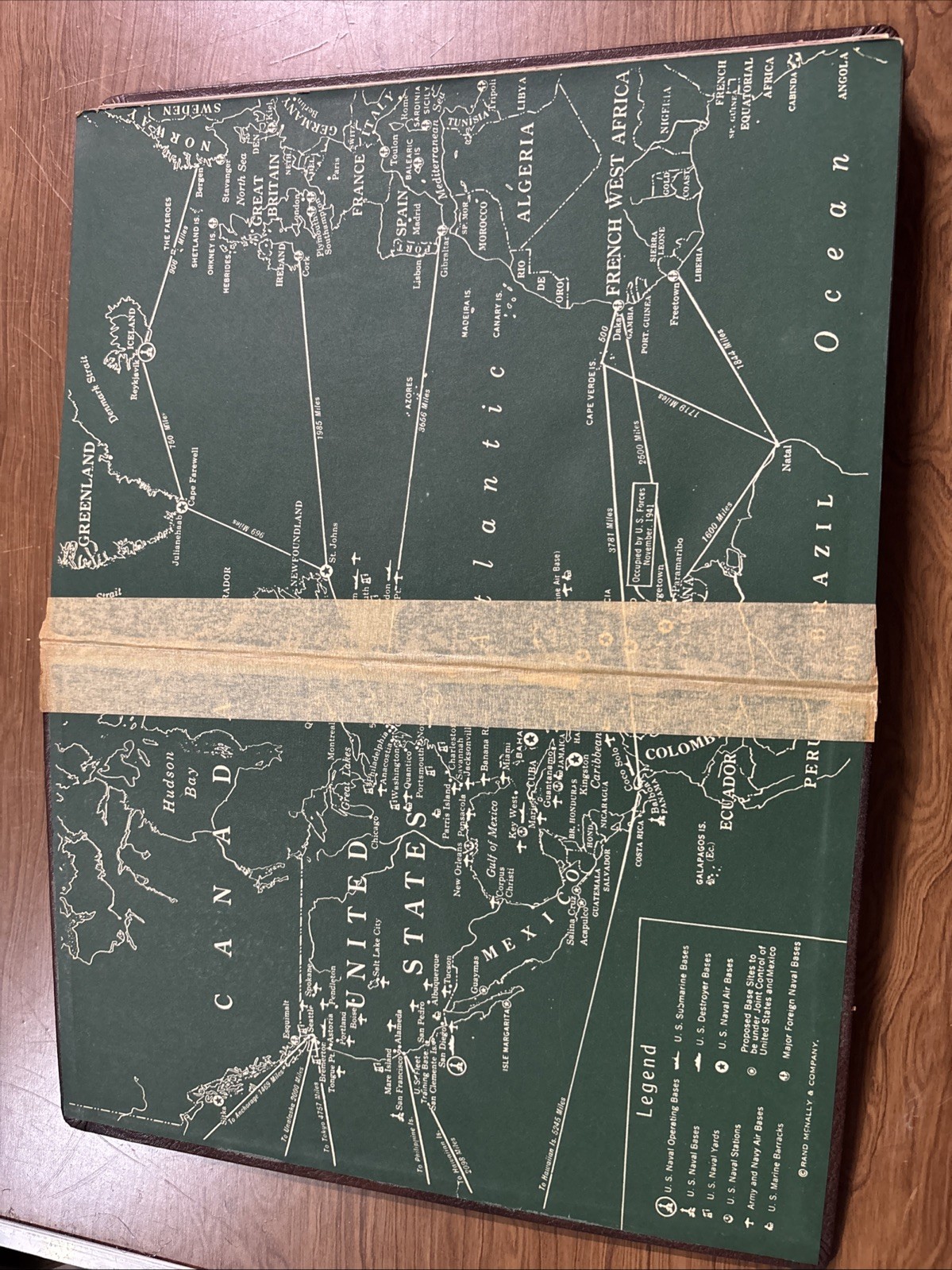 Vtg Leather World Atlas 1943 Rand McNally & CO WAR ZONES Maps WWII VERY RARE MCM
