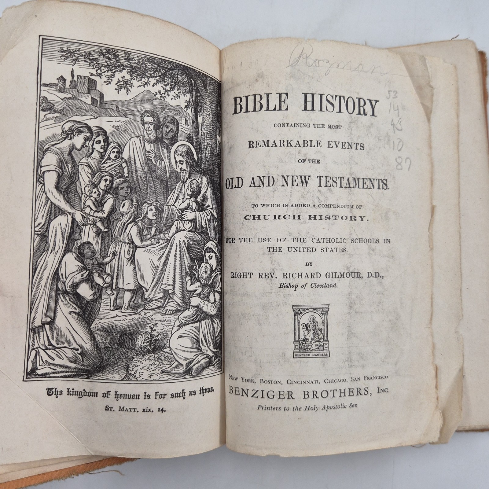 Vintage 1936 Catholic Bible History Book Illustrated Religious God Reference HC