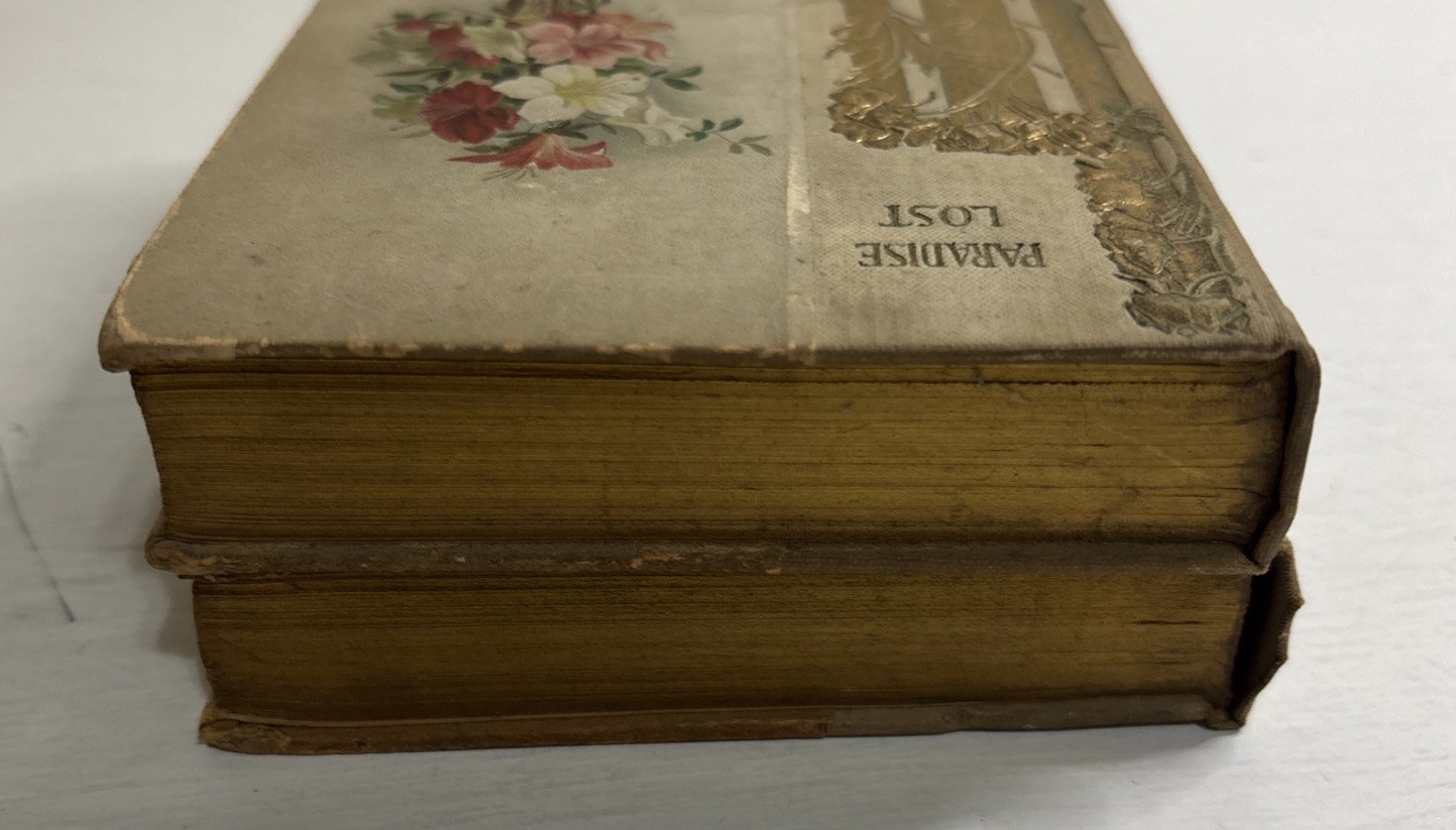 Paradise Lost + Paradise Regained by John Milton Victorian Floral Set c 1890s