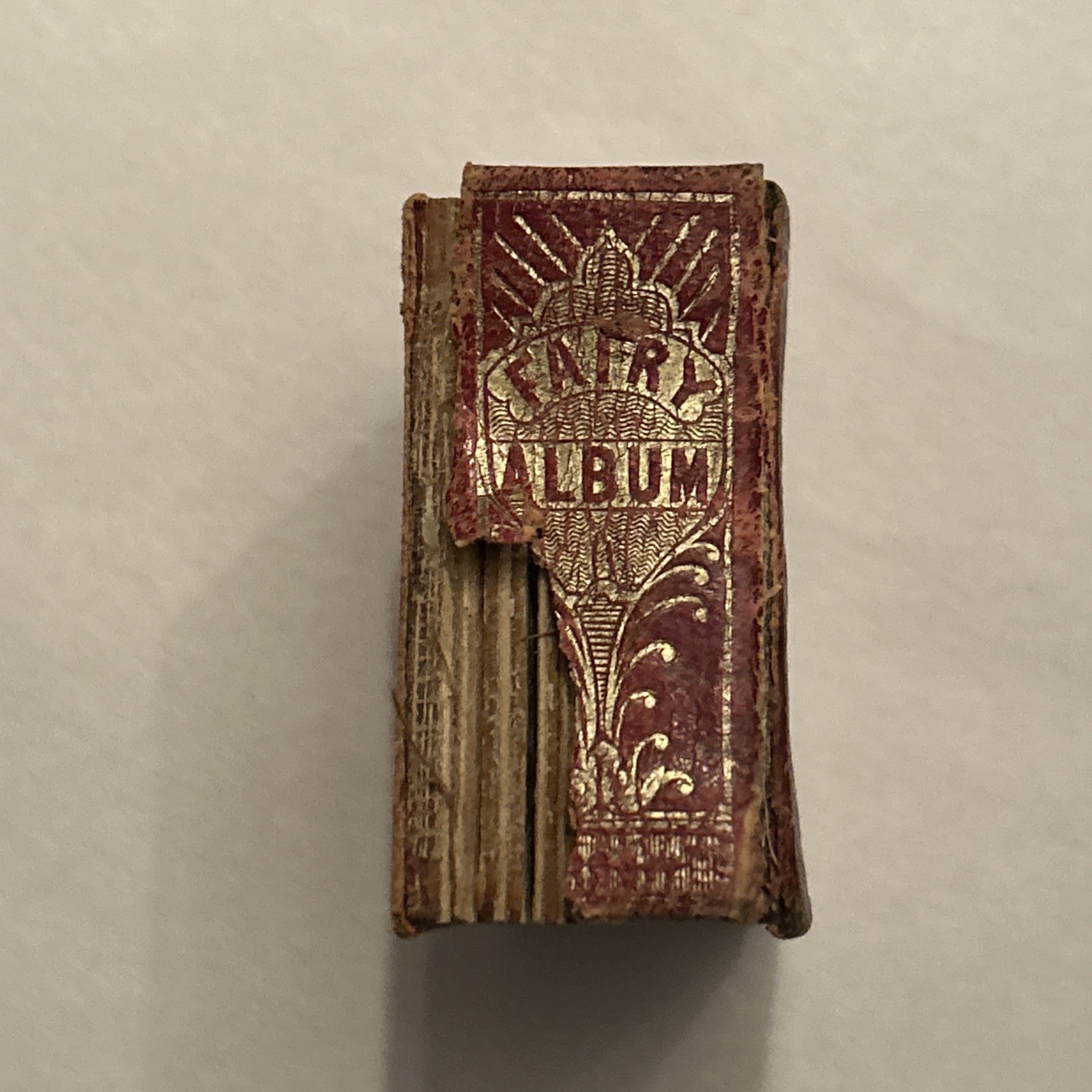 Antique Victorian Miniature Fairy Album w 18 Gem Tintypes Leather Brass Clasp