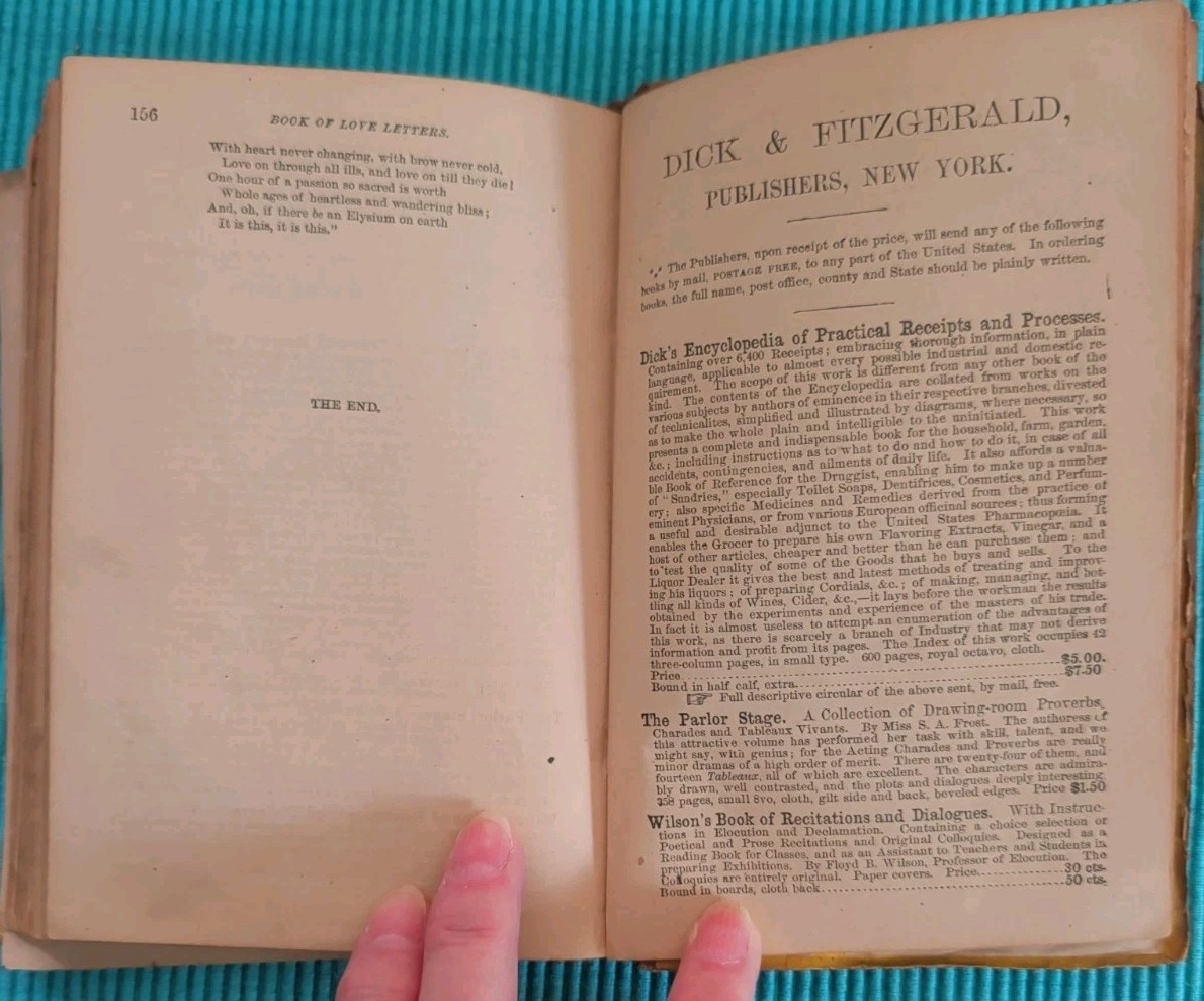 Antique 1867 North’s Book of Love Letters Courtship Marriage Ingoldsby North